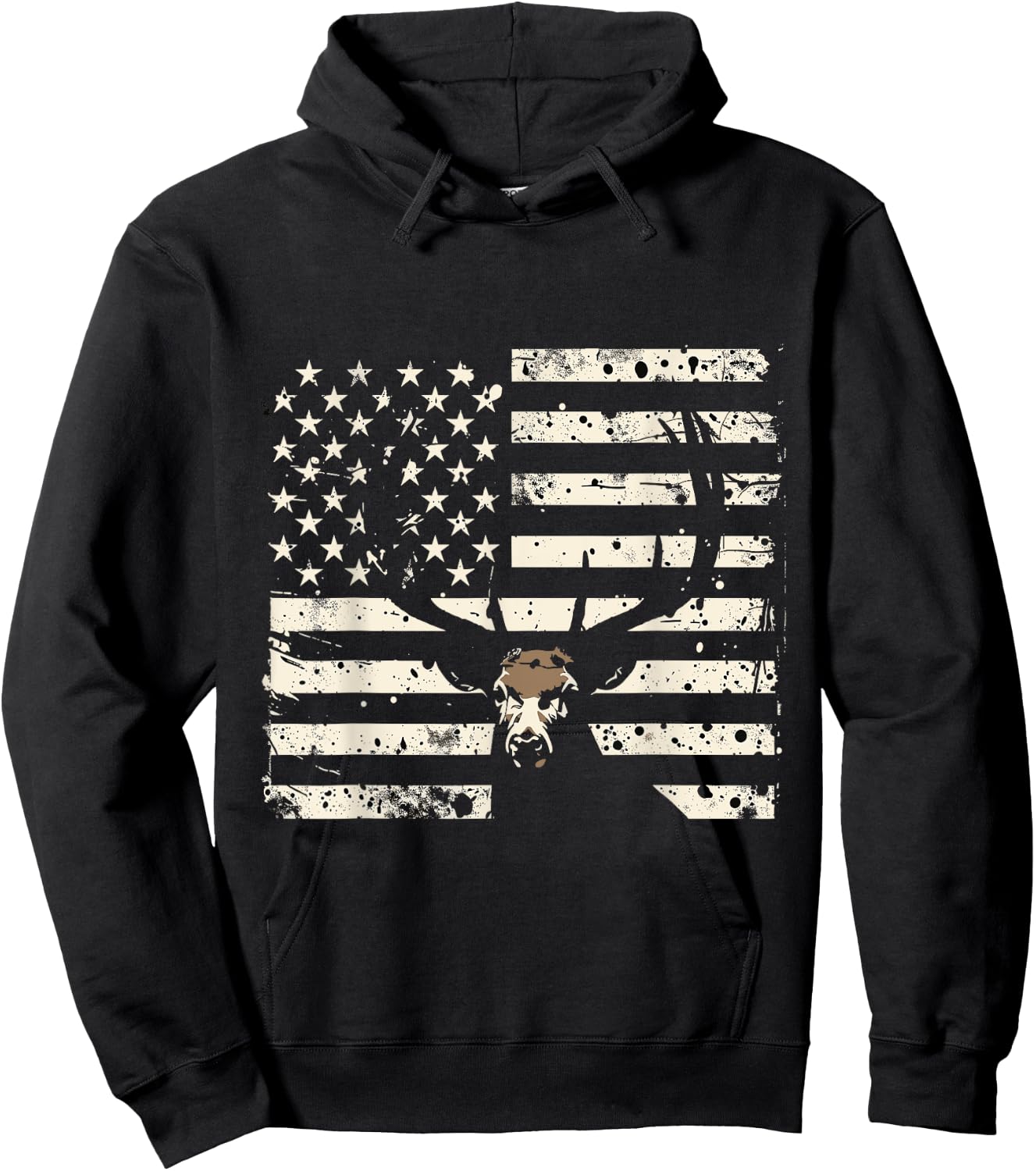 American Flag Camouflage Outdoor Antlers Deer Women Kids Men Hoodie - Hoodie | Black
