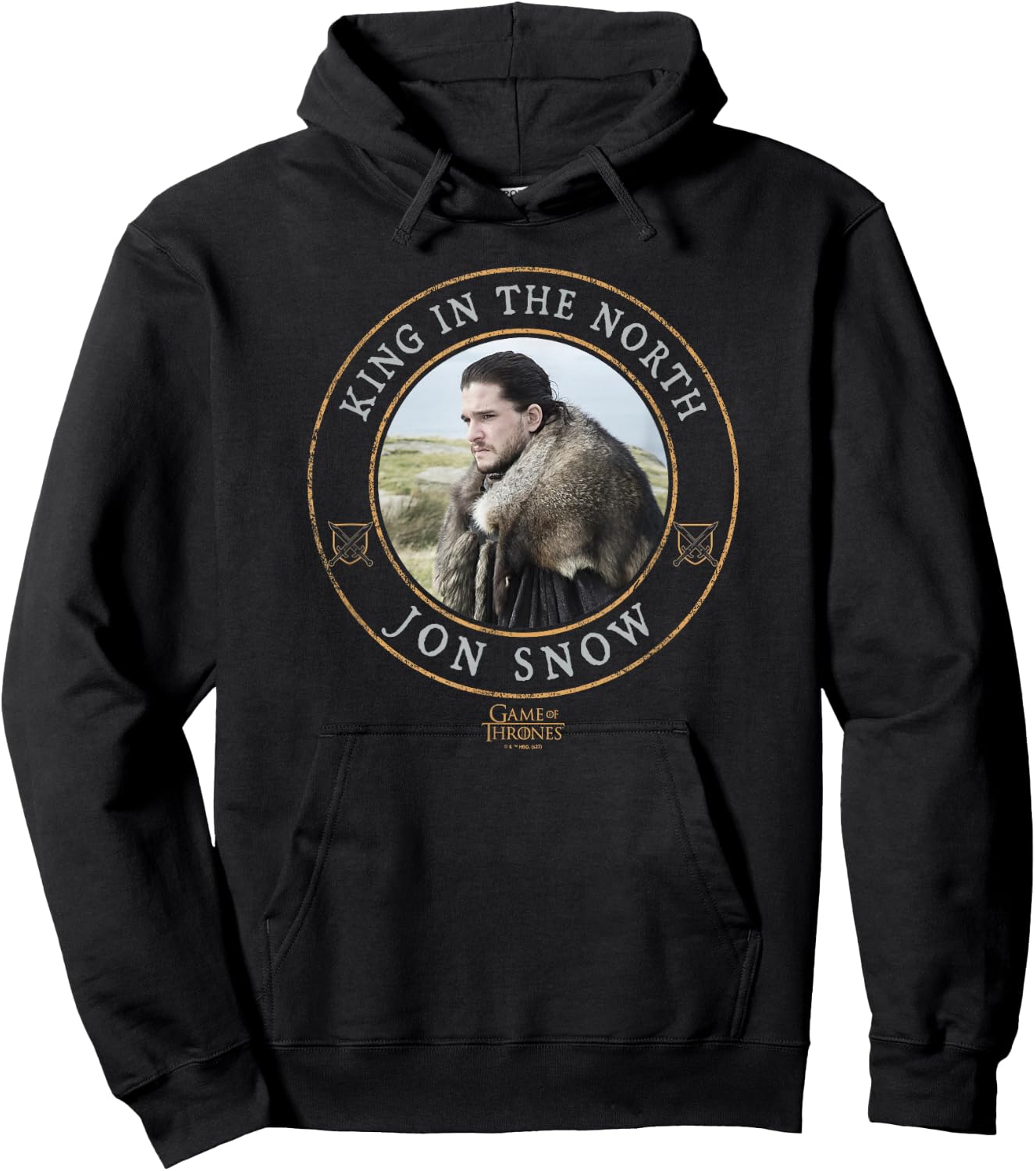Game Of Thrones King In The North Jon Snow Circle Badge Hoodie - Hoodie | Black