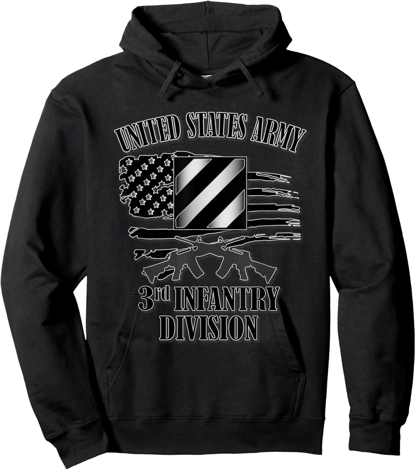 U.S. Army 3rd Infantry Division (Front Design) Hoodie - Hoodie | Black