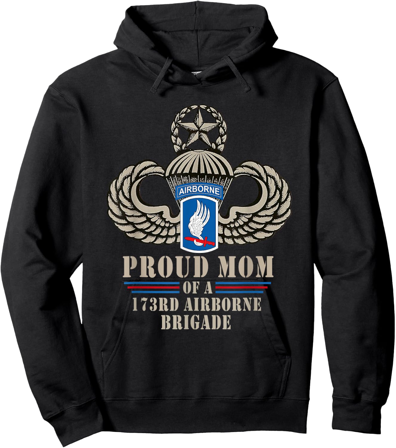 Proud Mom 173rd Airborne Brigade Veteran Military Soldier Hoodie - Hoodie | Black