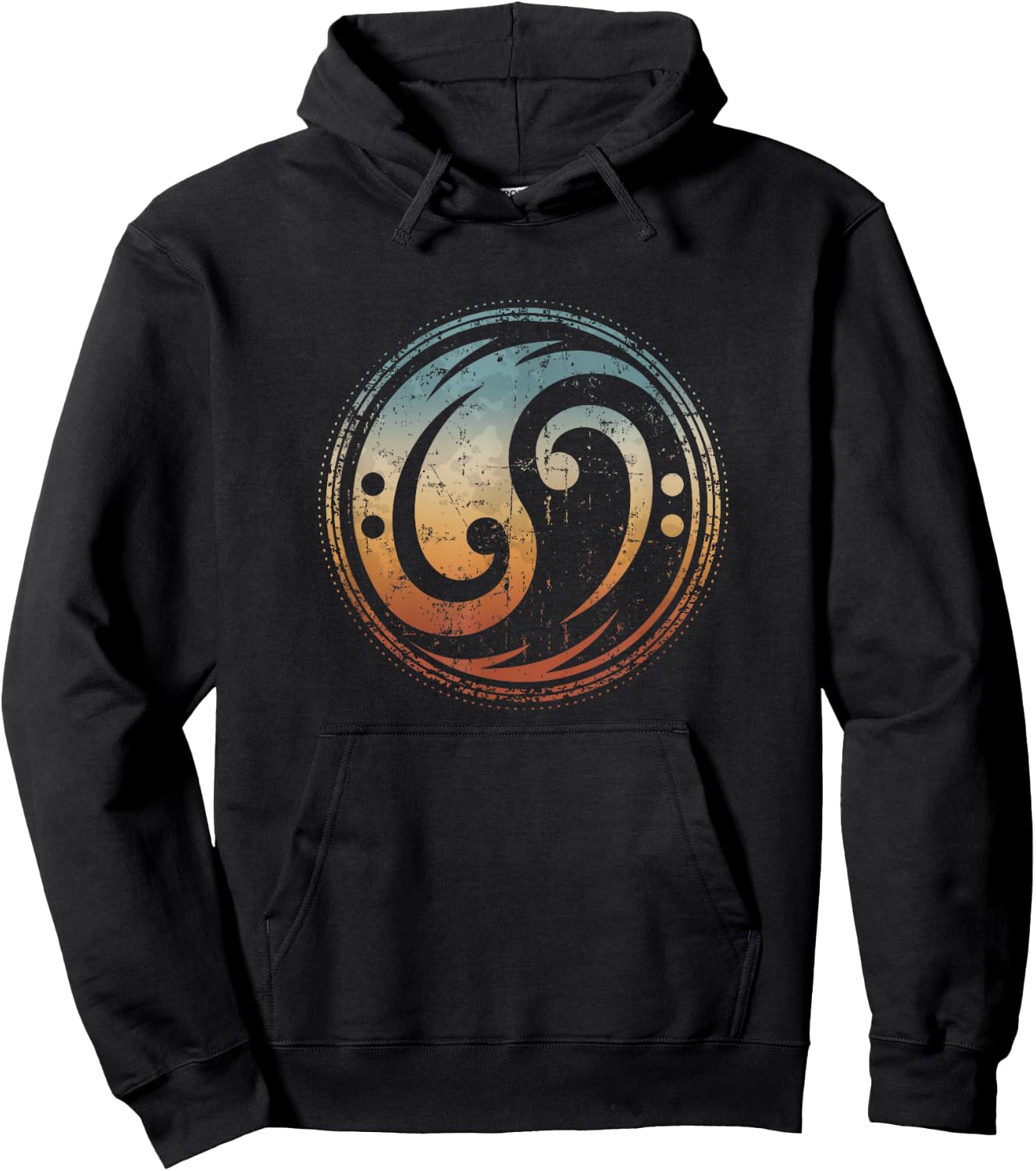 Bass Guitar Clef Yin Yang Vintage for Bassist & Bass Player Hoodie - Hoodie | Black
