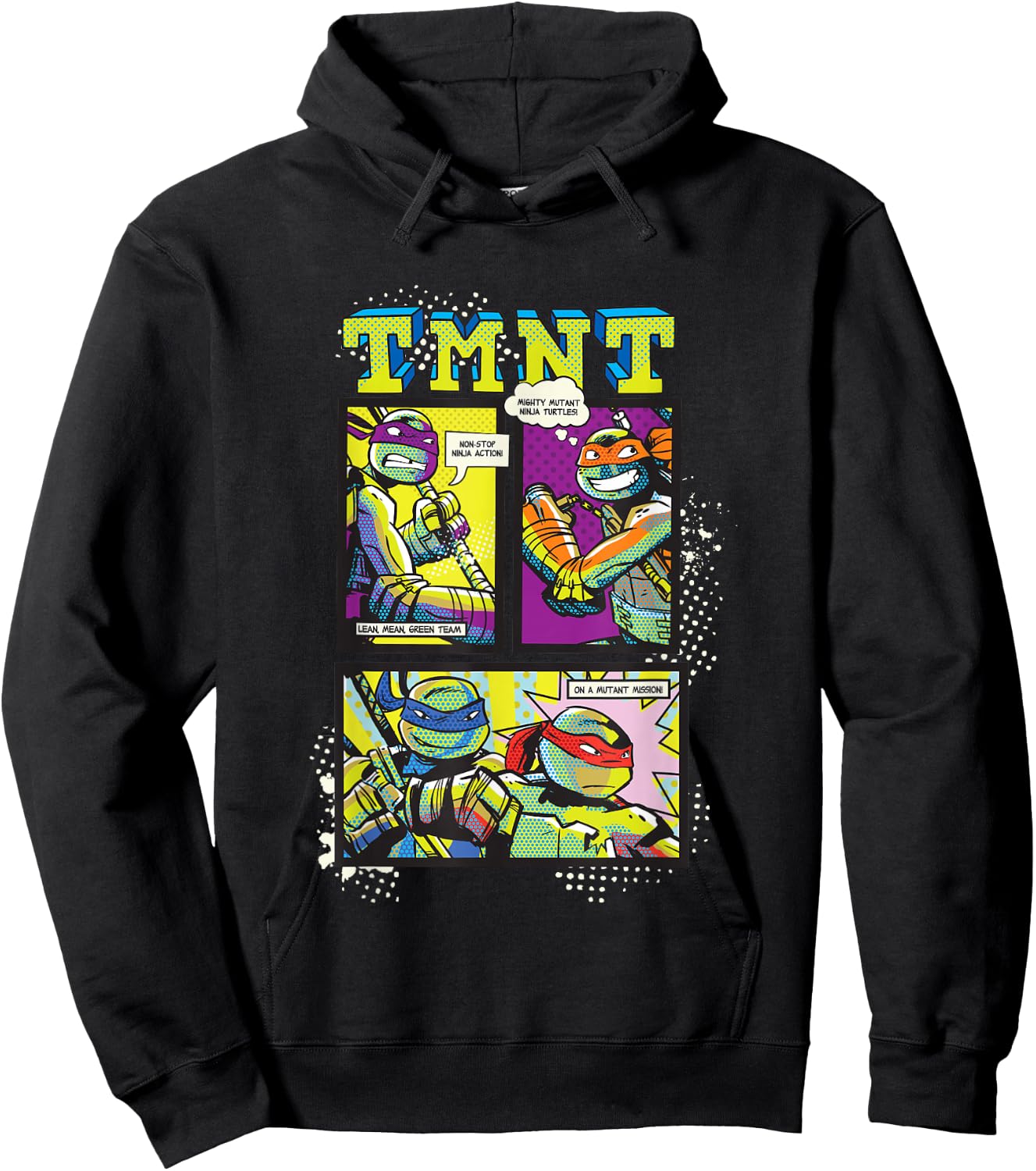 Teenage Mutant Ninja Turtles Retro Neon Comic Book Panels Hoodie - Hoodie | Black