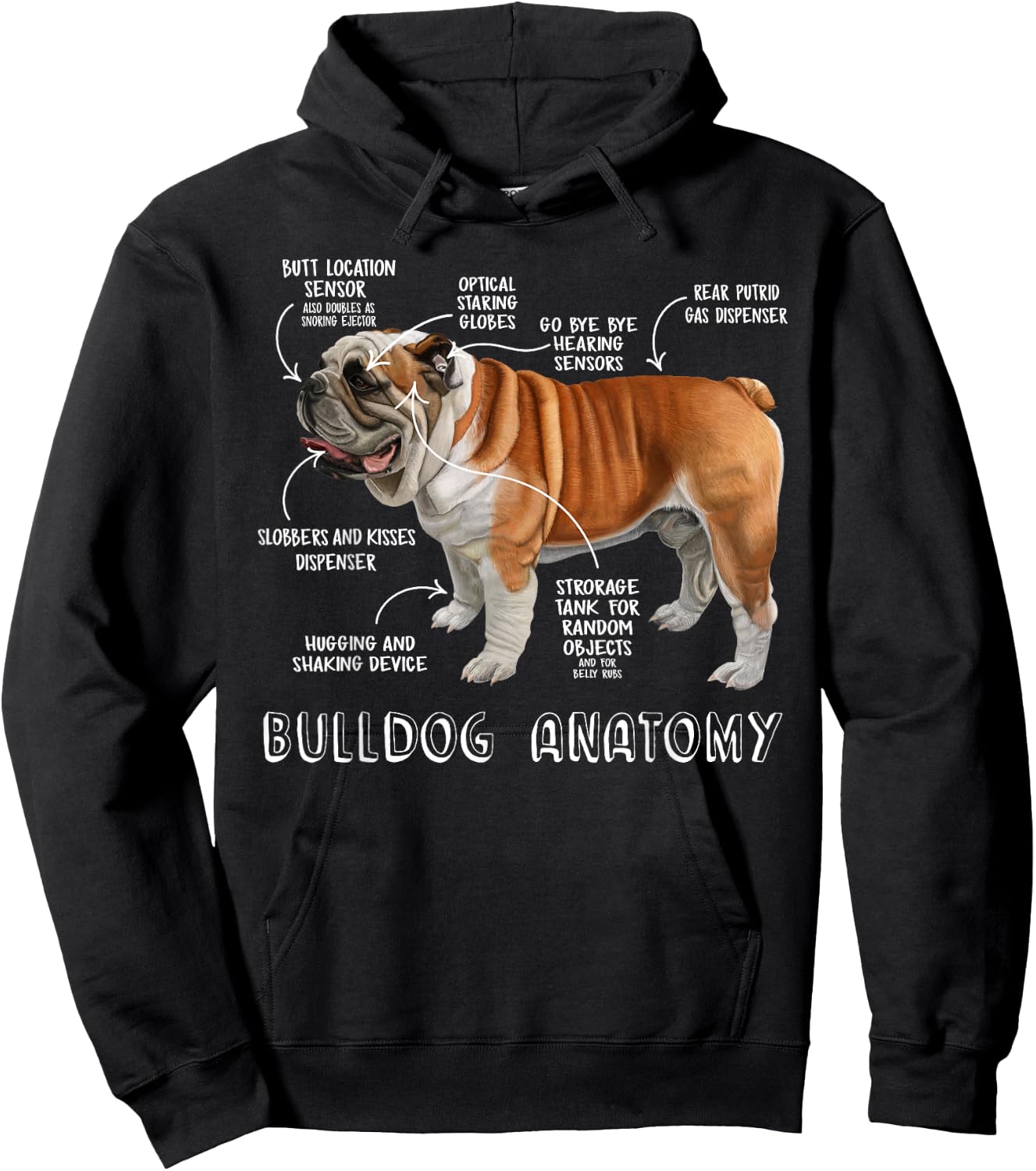 Cute English Bulldog Anatomy Dog Lover Funny Gift Hoodie - Hoodie | Black