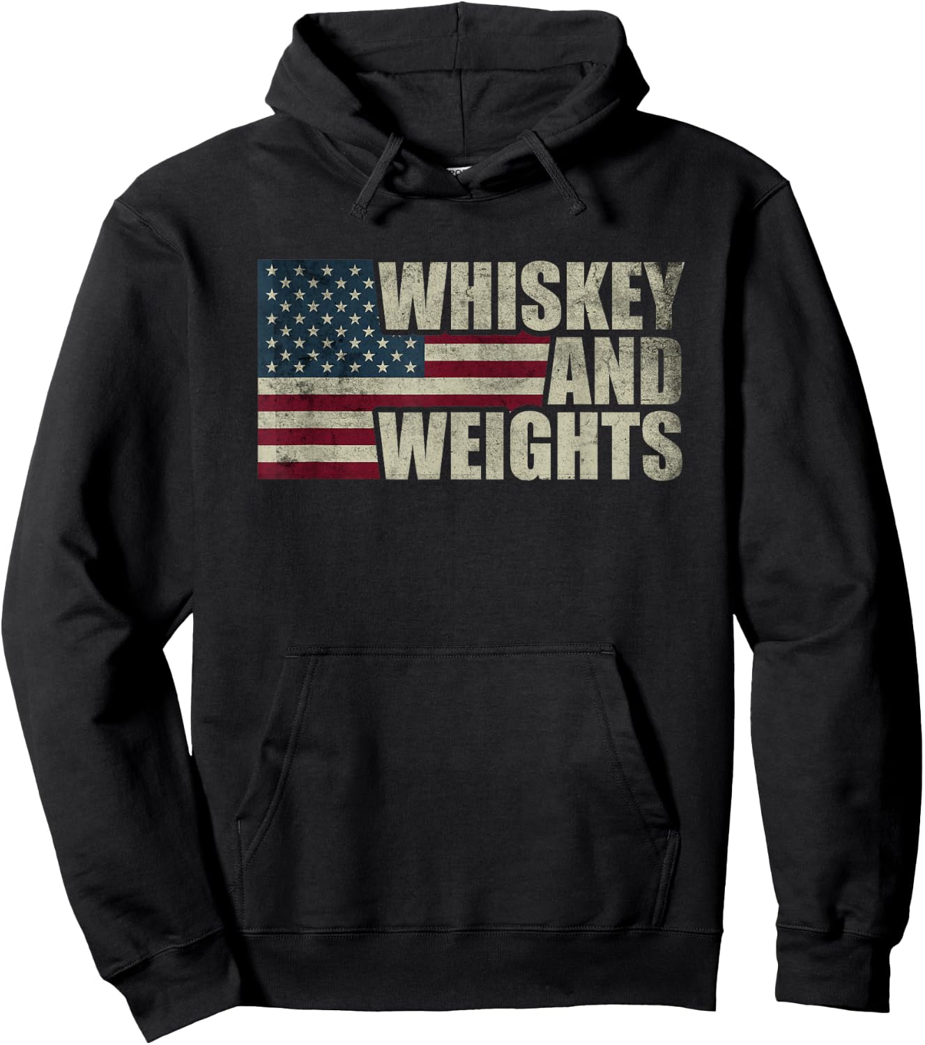 Whiskey And Weights Whiskey Lover Vintage USA American Flag Hoodie - Hoodie | Black