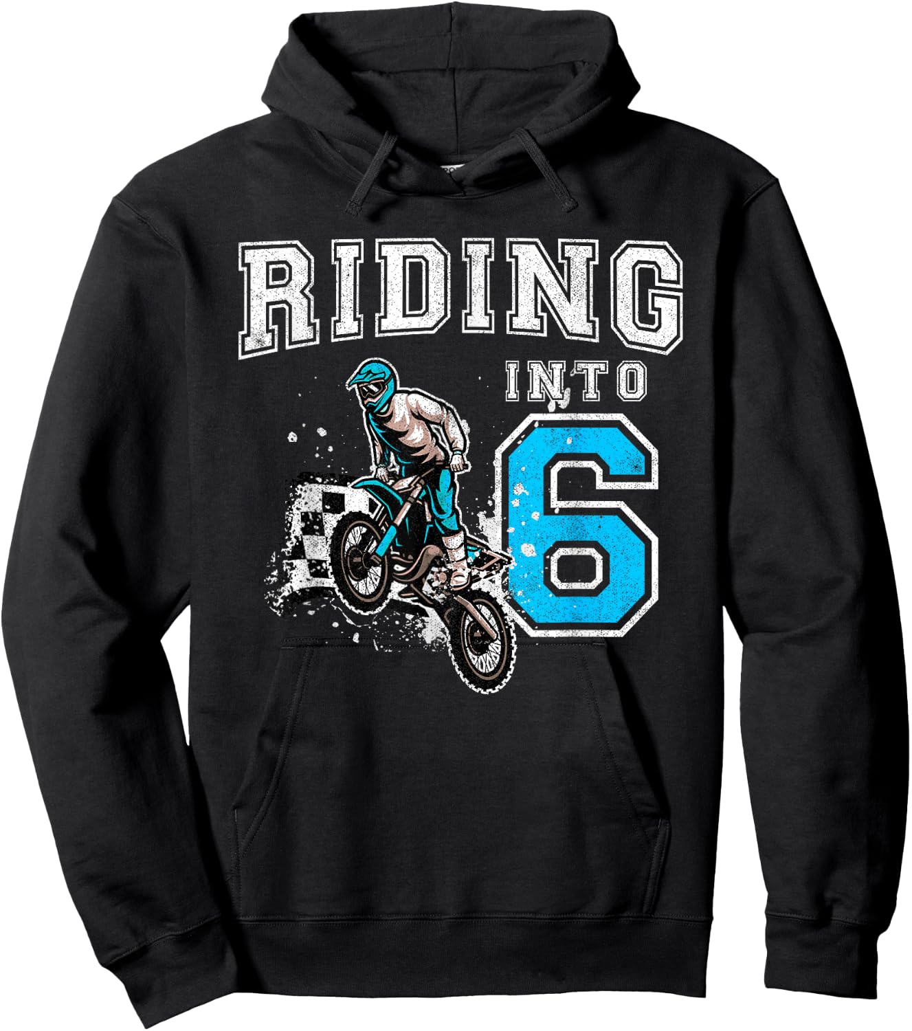 Riding Into 6 Years Old 6th Birthday Boy Dirt Bike Party Hoodie - Hoodie | Black