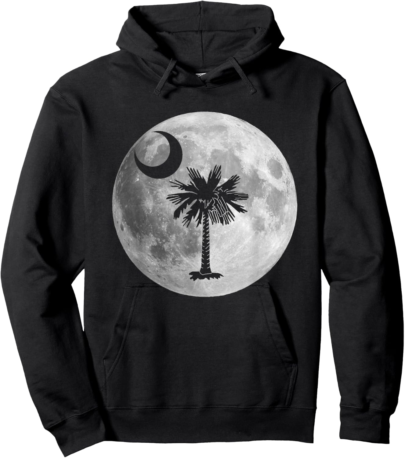 South Carolina Flag Palmetto Tree Moon In Moon Silhouette Hoodie - Hoodie | Black