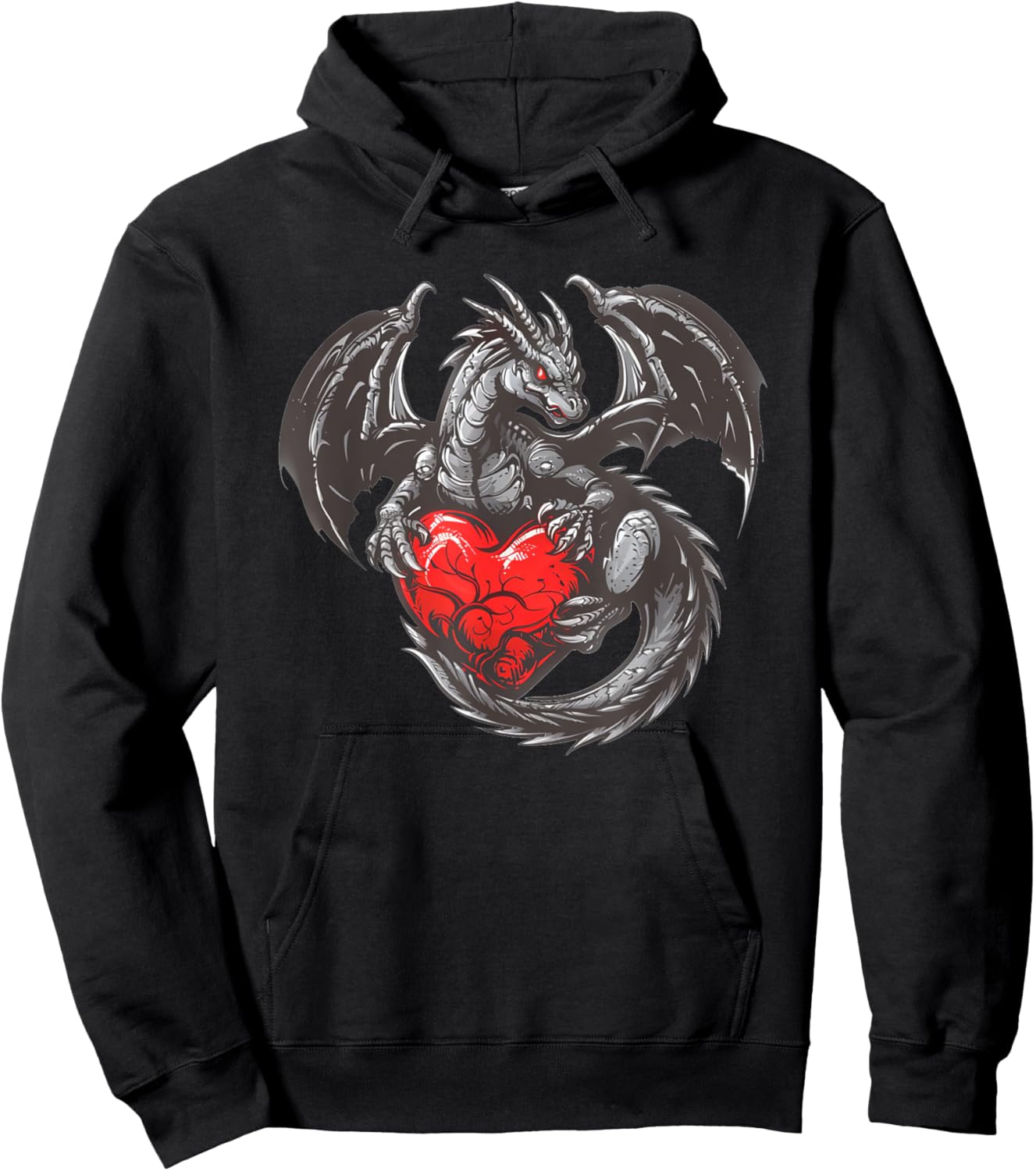 Nice Dragon with big red Heart Outfit Hoodie - Hoodie | Black