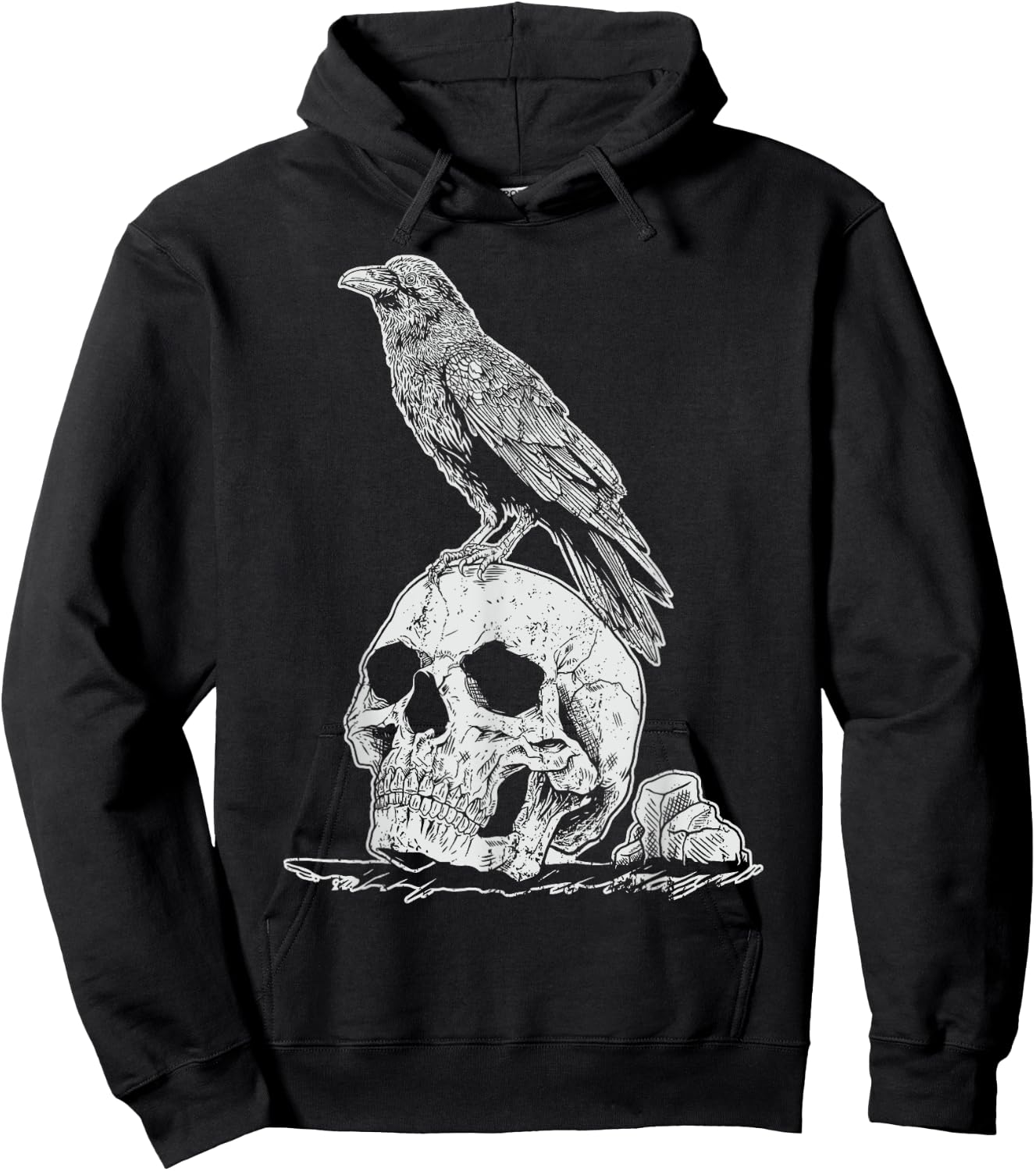 Gothic Animal Raven Creepy Bird Skull Spooky Viking Crow Hoodie - Hoodie | Black