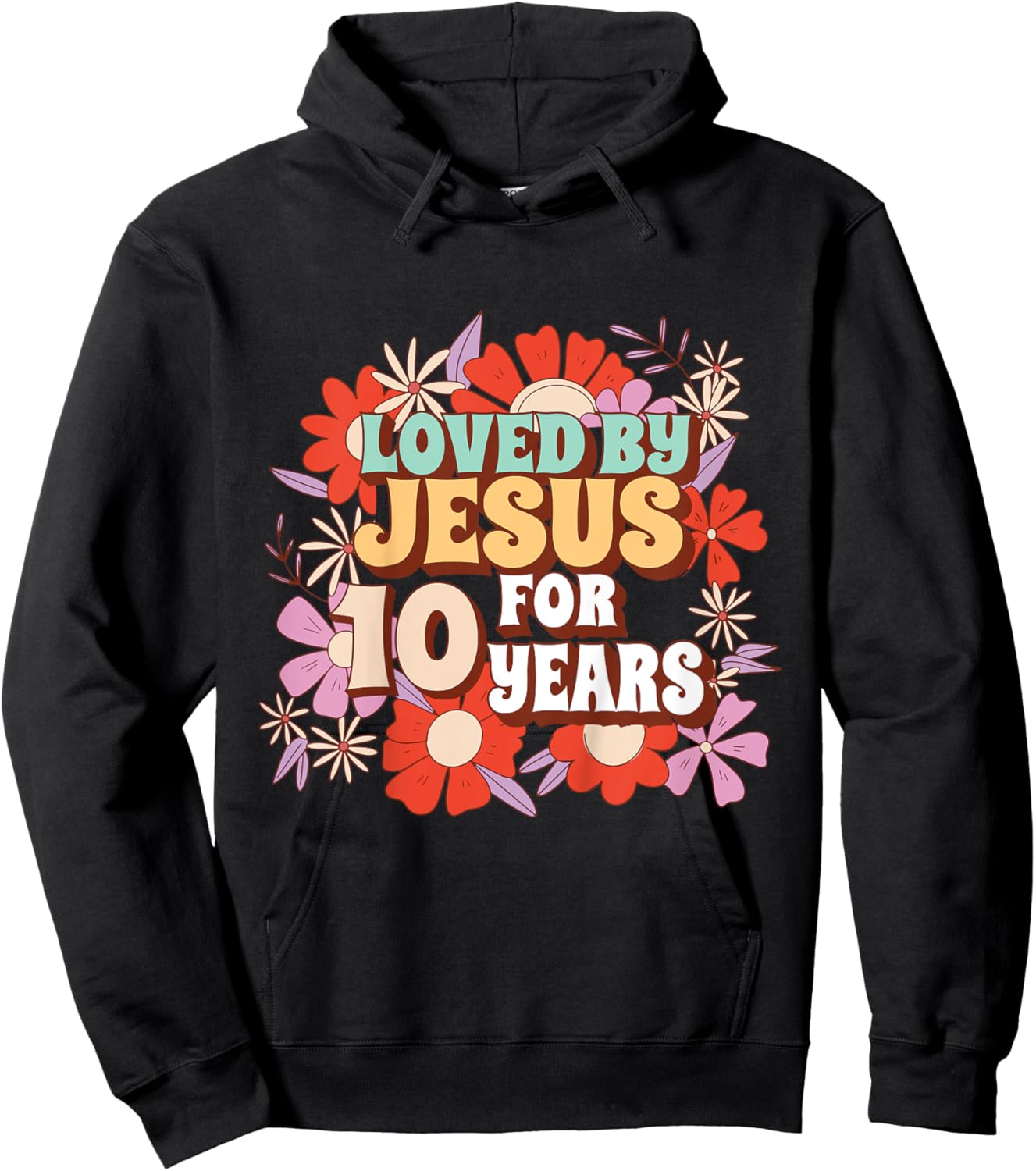 Loved By Jesus For 10 Years 10th Birthday Christian Theme Hoodie - Hoodie | Black