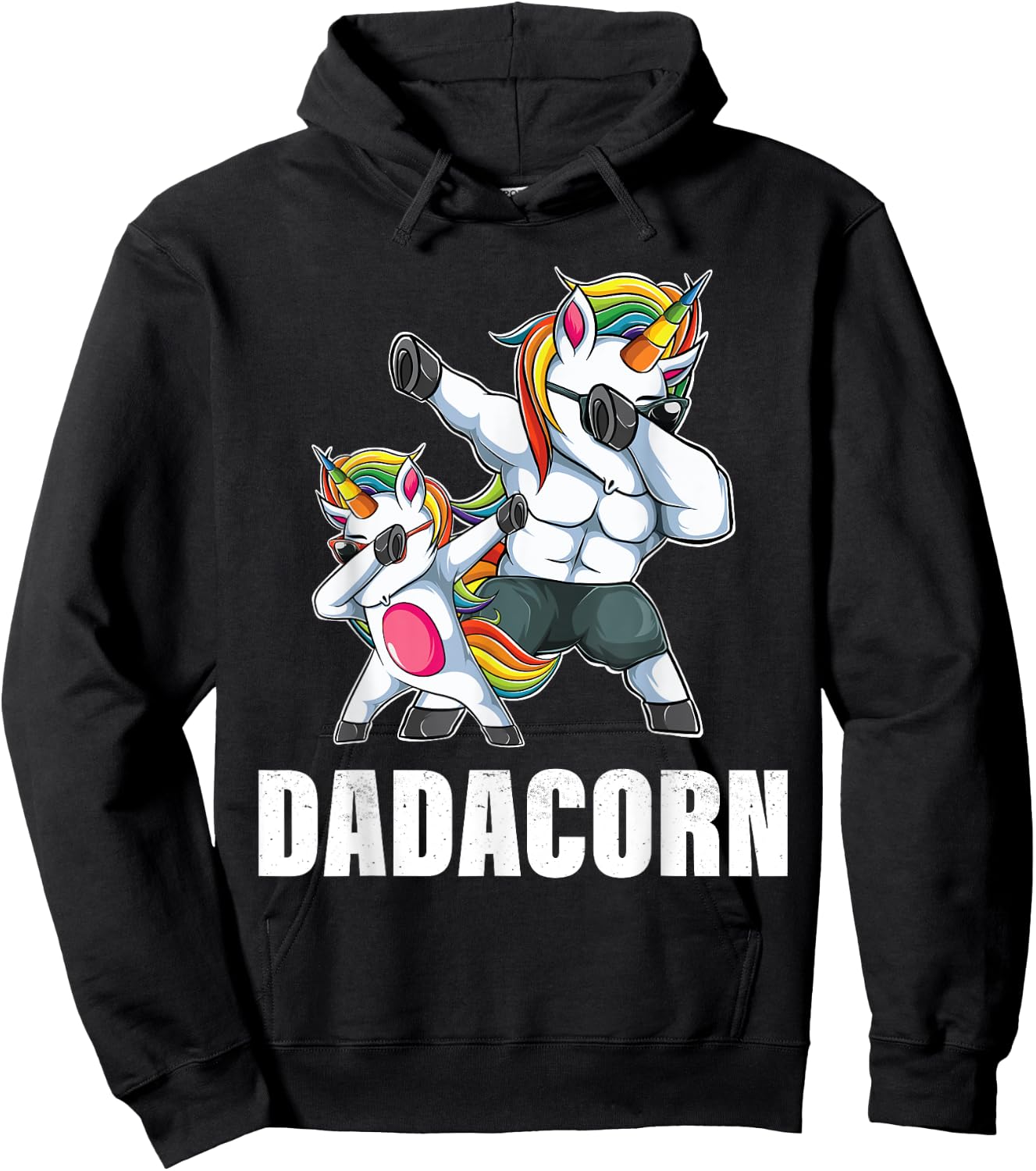 Dadacorn Dadicorn Daddycorn Unicorn Dad Baby Fathers Day Hoodie - Hoodie | Black