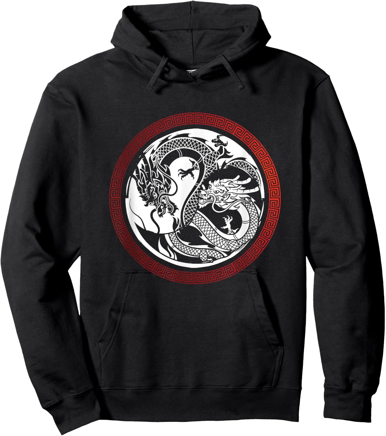 Chinese Asian Meditation Yin and Yang Dragon Gift Hoodie - Hoodie | Black