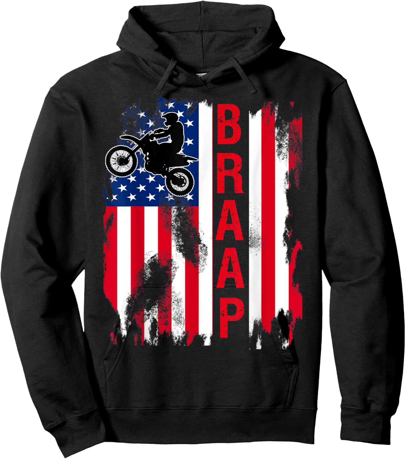 Dirt Bike American Flag Motocross 4th of july Hoodie - Hoodie | Black