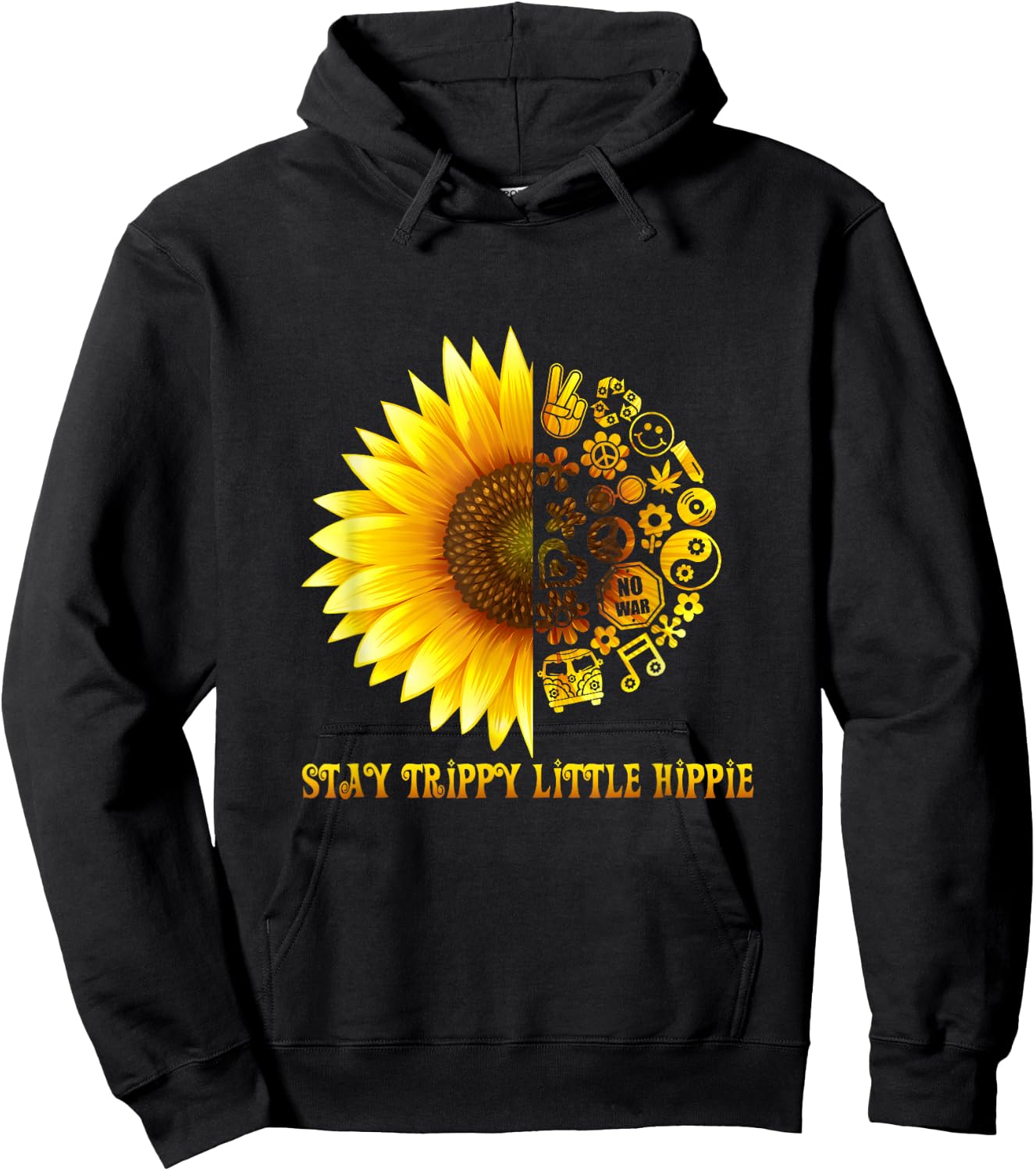 Stay Trippy Little Hippie Shirt | 70s Hippie Costume Hoodie - Hoodie | Black