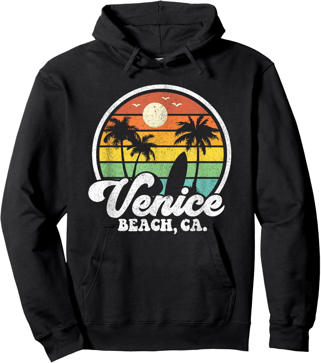 Vintage Venice Beach California CA Surfing Retro Surf Gift Hoodie - Hoodie | Black