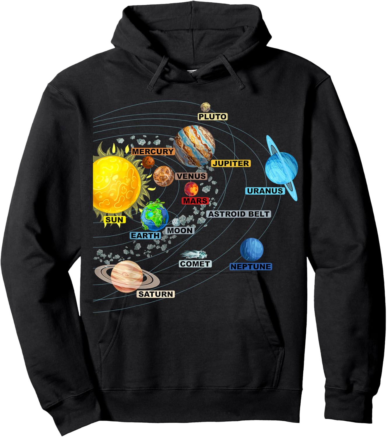Solar System Planets - Astronomy Space Science - Girls Boys Hoodie - Hoodie | Black