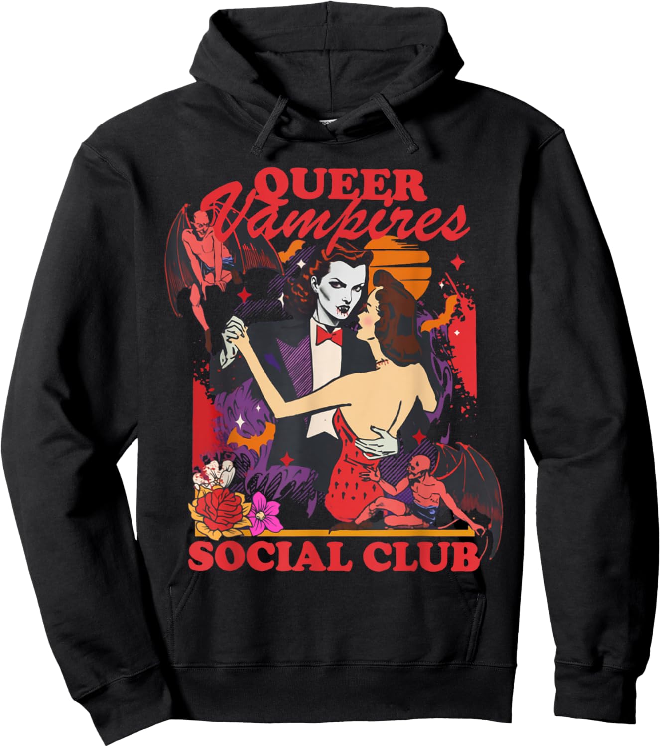 Queer Vampires Gay Lesbian Bisexua Trans Girl Halloween Hoodie - Hoodie | Black