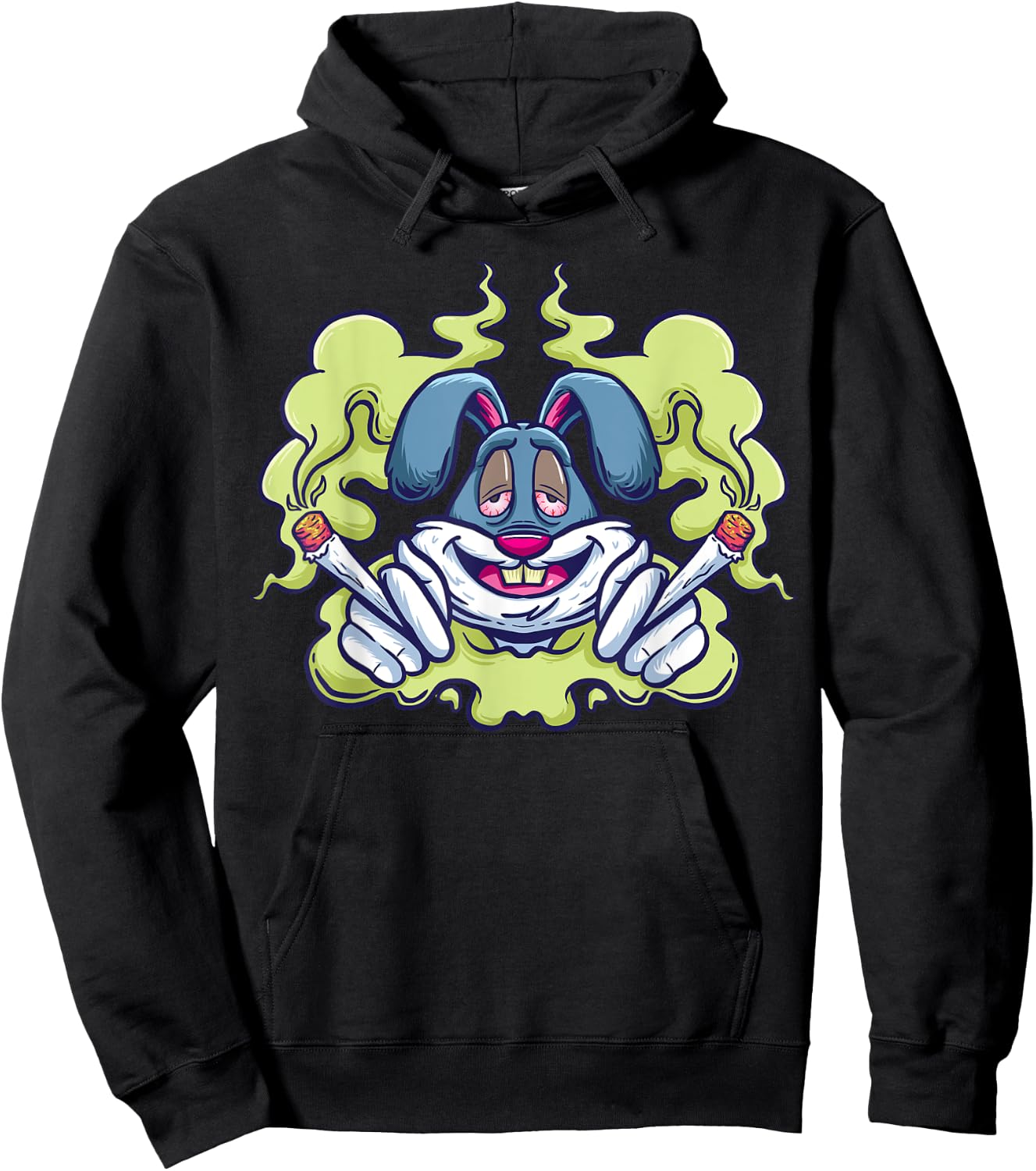 Stoned Rabbit Marijuana Stoner Pothead Cannabis Weed Hoodie - Hoodie | Black