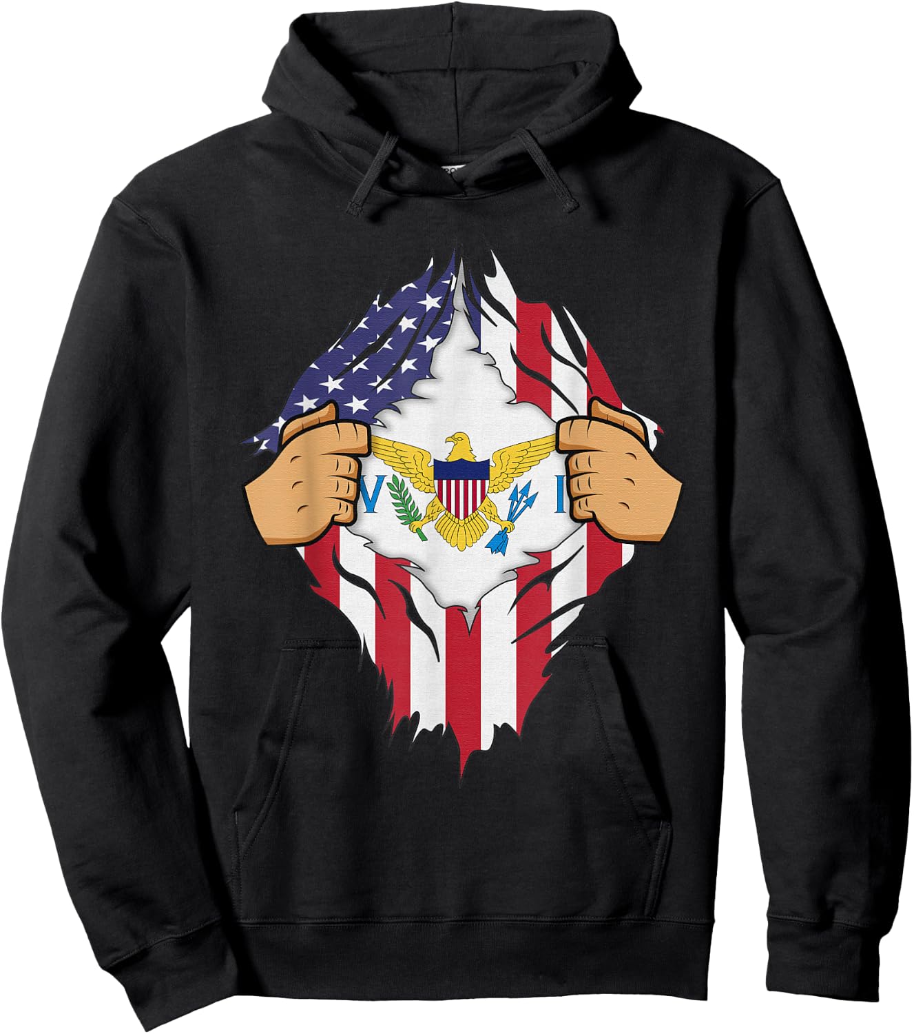 USVI FLAG US VIRGIN ISLANDS Men Women Kids Gift Hoodie - Hoodie | Black