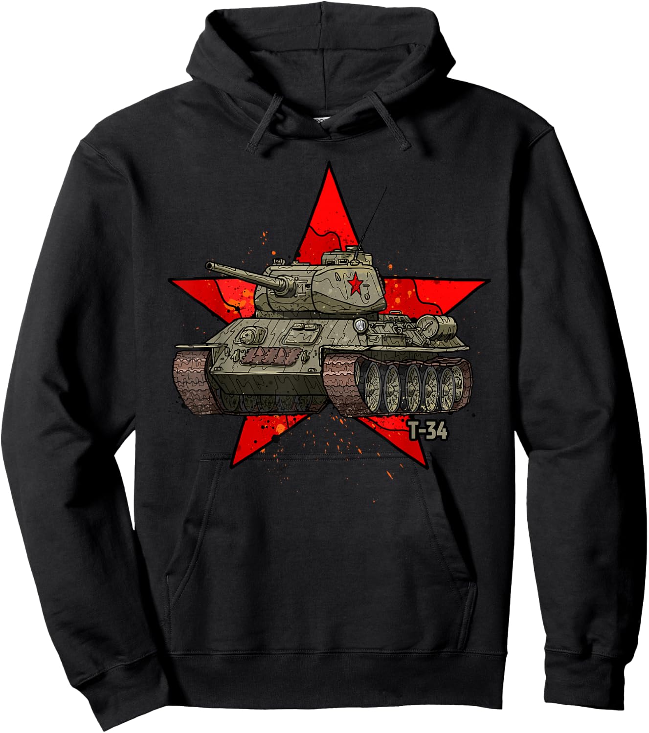 T-34 Soviet Tank WWII Russian Army Red Star Hoodie - Hoodie | Black