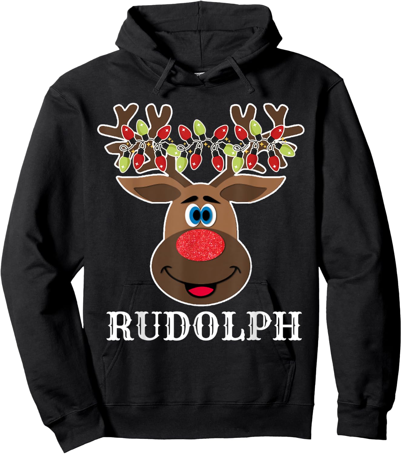 Santa Reindeer Rudolph Xmas Group Costume Hoodie - Hoodie | Black