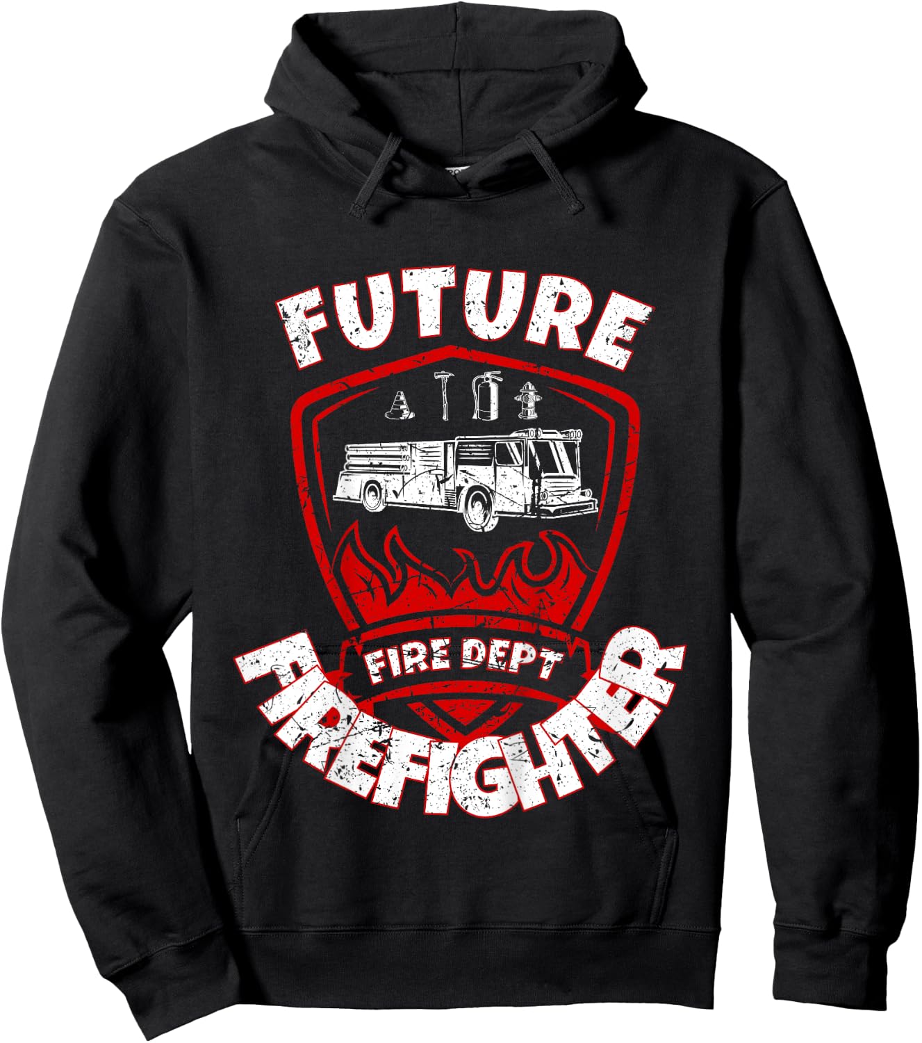 Future Firefighter Cute Kids Firetruck Fireman Hoodie - Hoodie | Black