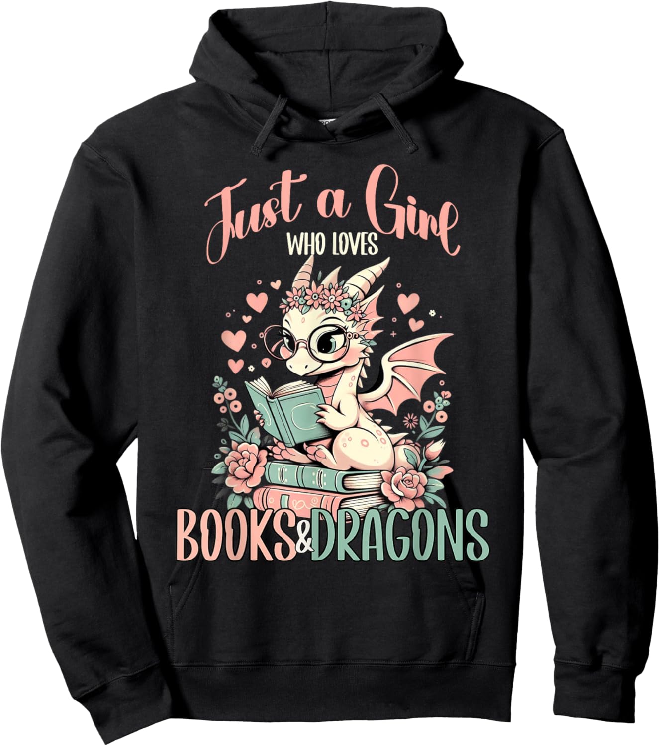 Just a Girl Who Loves Books And Dragons Book Dragon Lover Hoodie - Hoodie | Black