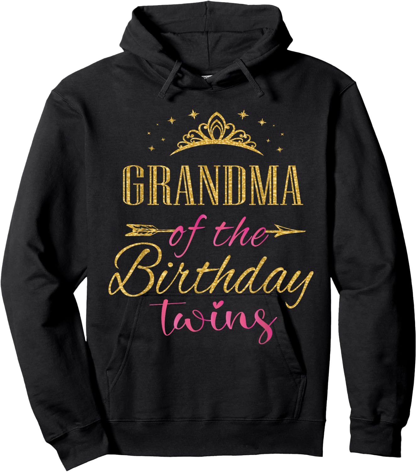 Grandma Of The Birthday Twins Kids Party Hoodie - Hoodie | Black