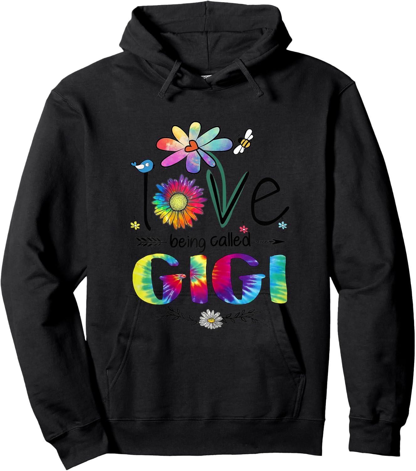 Love Being Called Gigi Daisy Tie Dye Cute Mother's Day Woman Hoodie - Hoodie | Black
