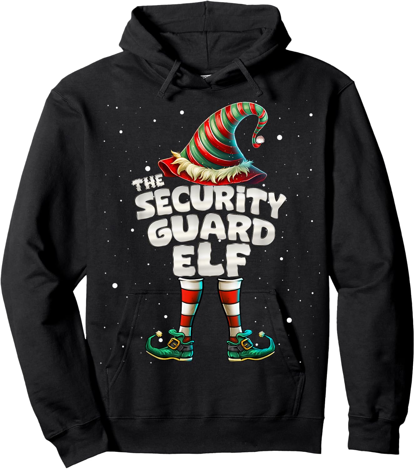 The Security Guard Elf Family Matching Group Christmas Hoodie - Hoodie | Black