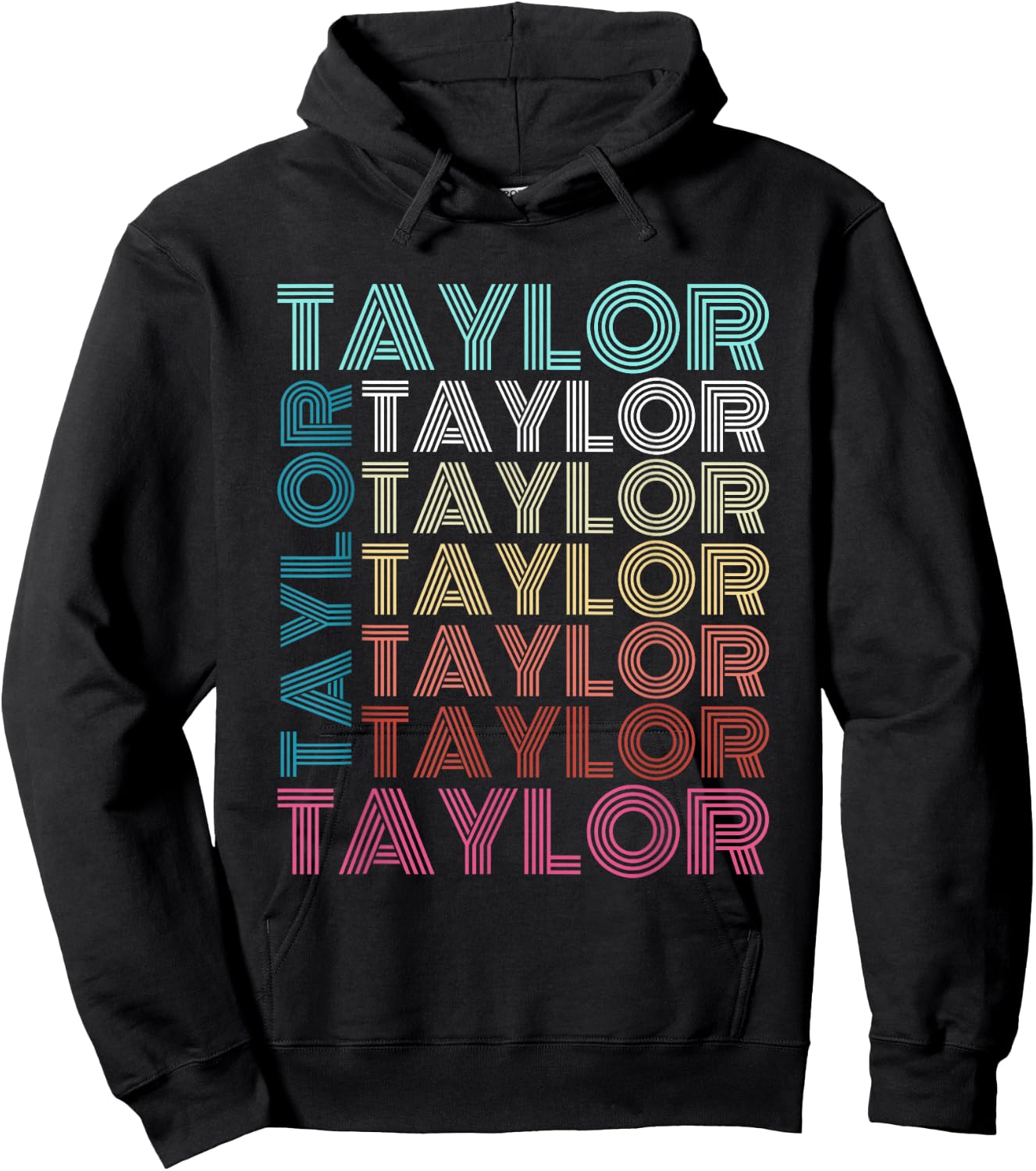 Taylor Girl First Name Boy Retro Personalized Groovy 80's Hoodie - Hoodie | Black