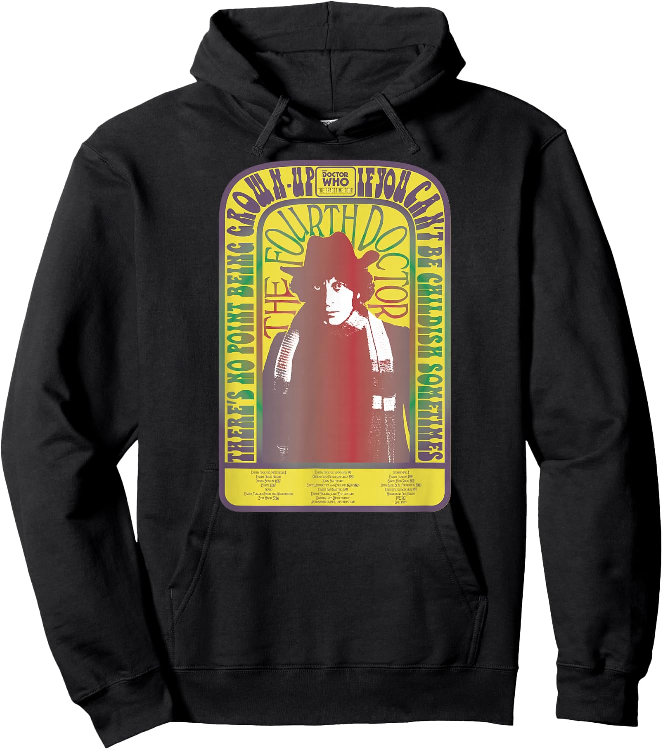 Spacetime-Tour 4th Doctor Baker Retro Time Travel Hoodie - Hoodie | Black