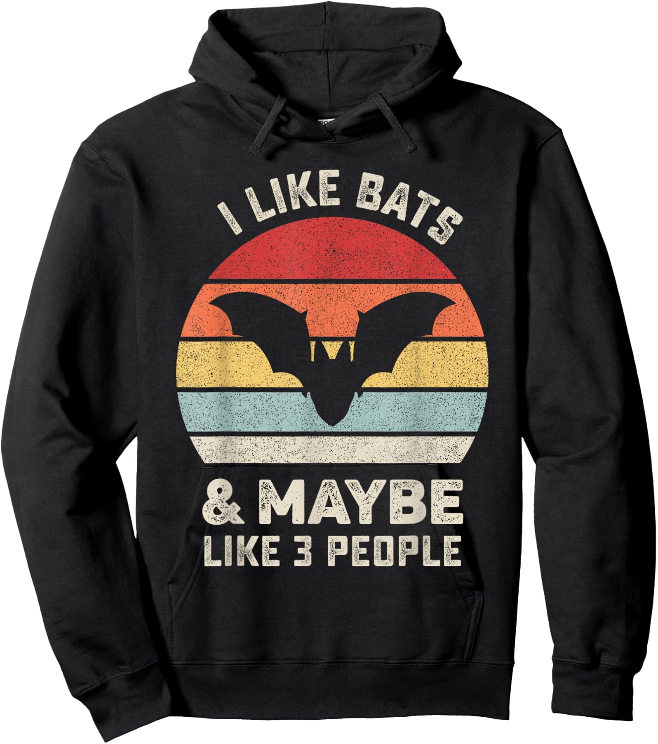 Retro I Like Bats Shirt Animal Bat Lover Gift Vintage Hoodie - Hoodie | Black