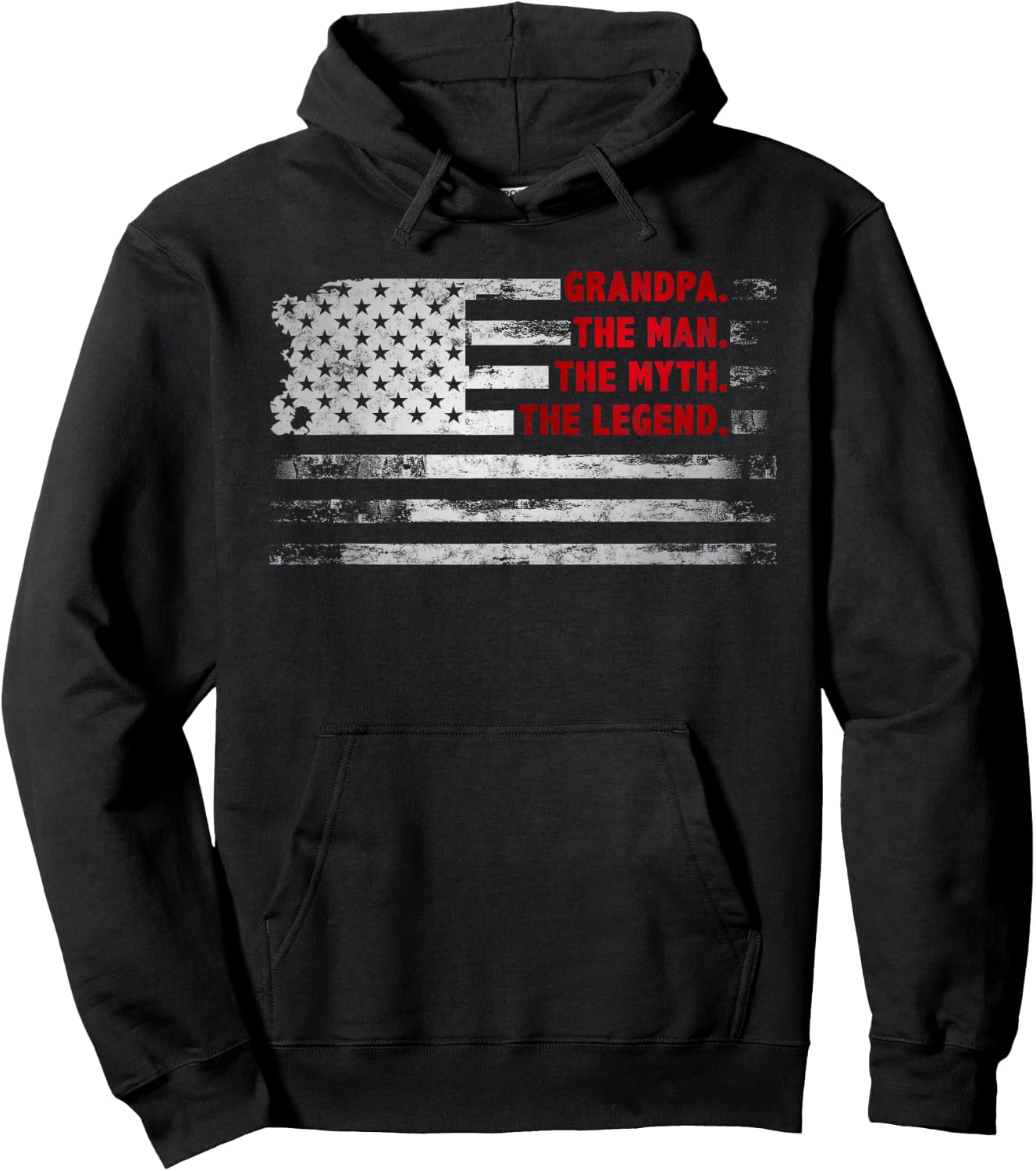 Grandpa The Man Myth Legend American USA Flag Father’s Day Hoodie - Hoodie | Black