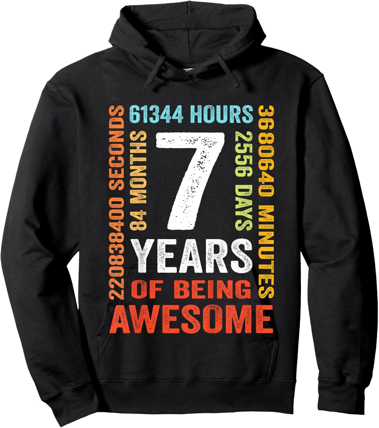 7th Birthday 7 Years Old Vintage Retro 84 Months Hoodie - Hoodie | Black