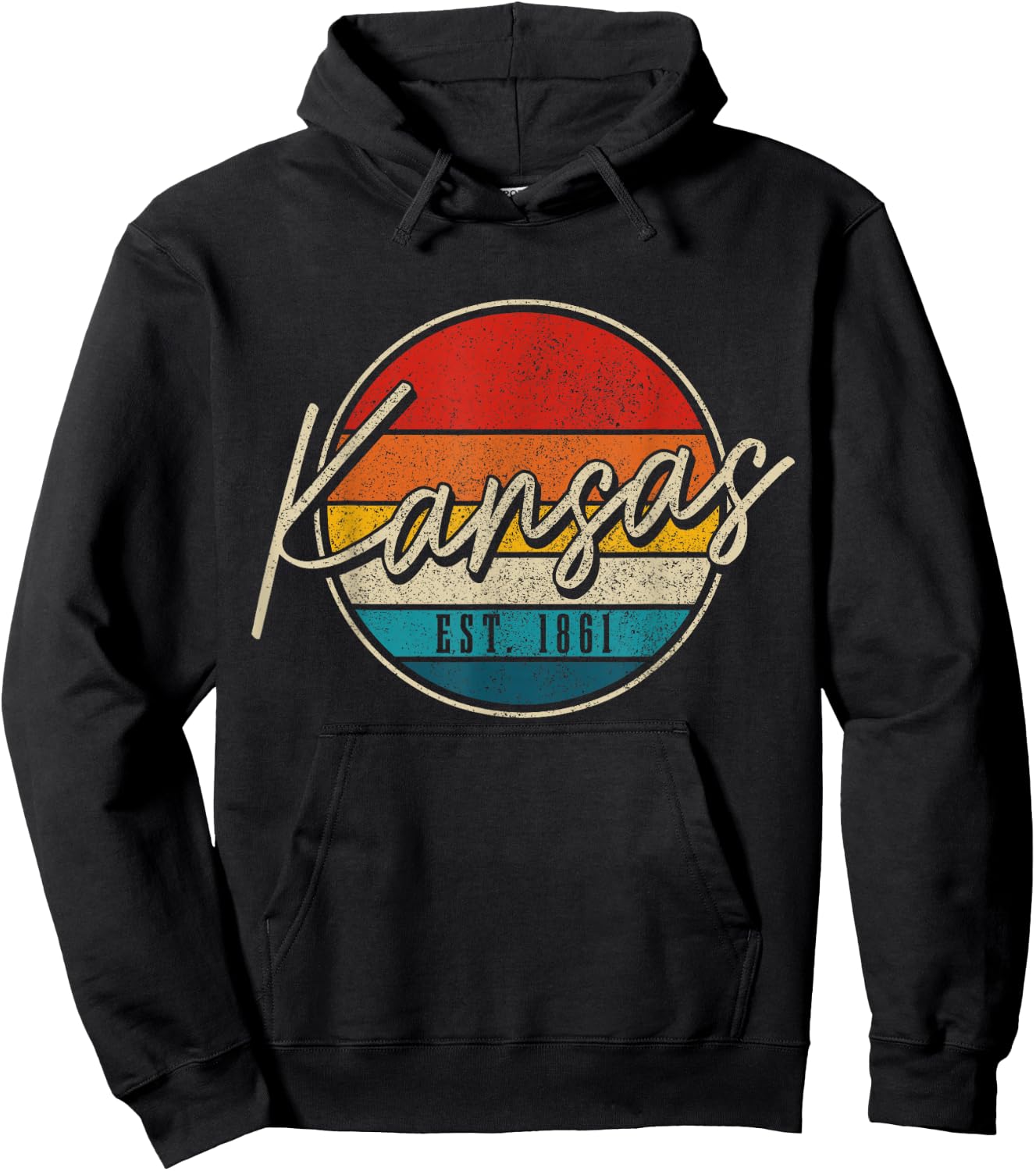 Kansas Est. 1861 Vintage USA America Souvenir Hoodie - Hoodie | Black
