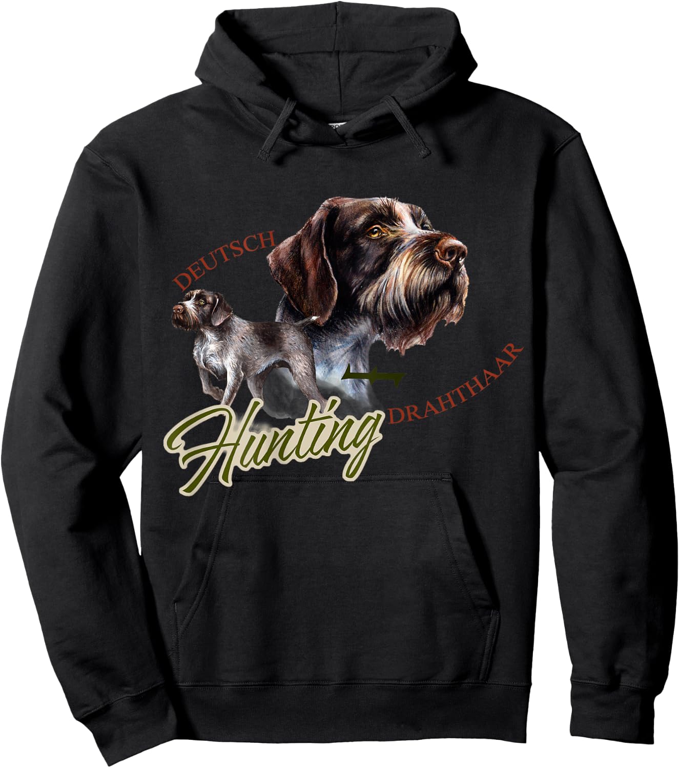 German Wirehaired Pointer Deutsch Drahthaar Back Hoodie - Hoodie | Black