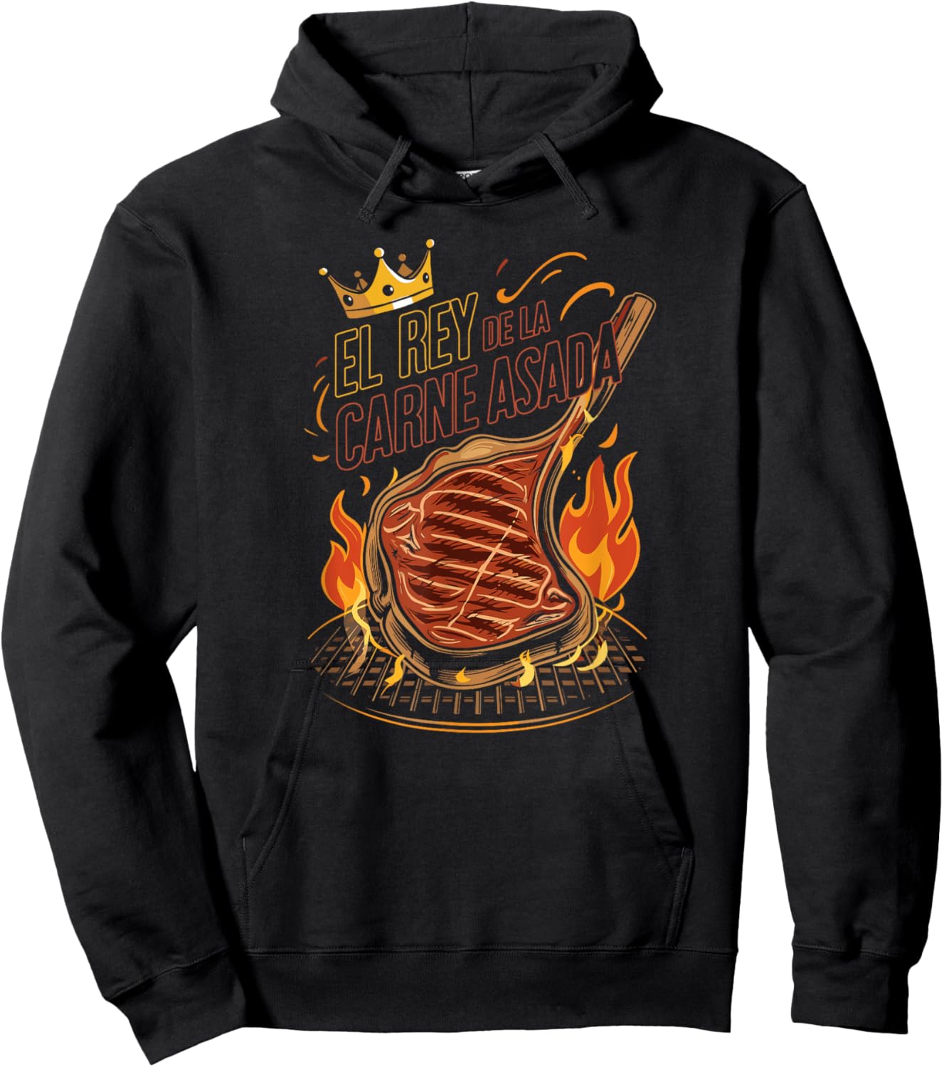 El Rey de la Carne Asada BBQ Cookout Master King Funny Hoodie - Hoodie | Black