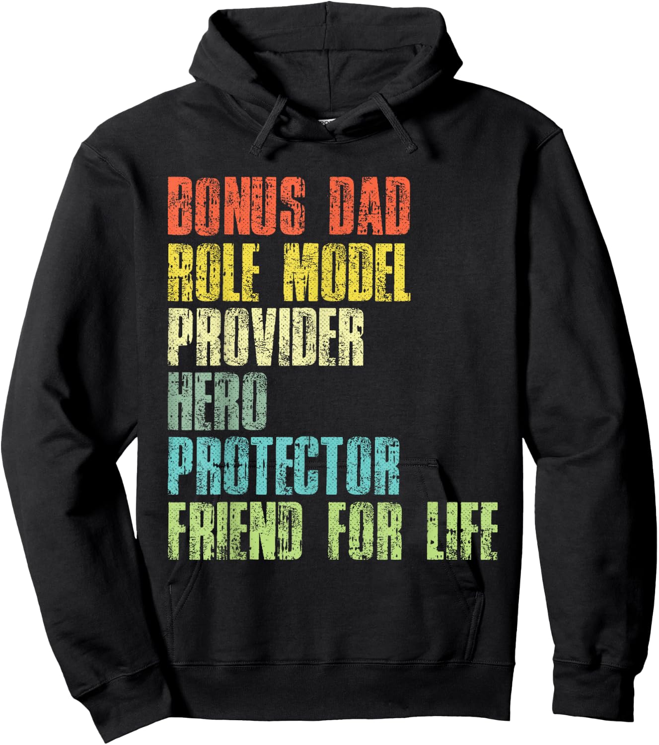 Bonus Daddy Fathers Day Step Dad Husband Protector Hero Hoodie - Hoodie | Black