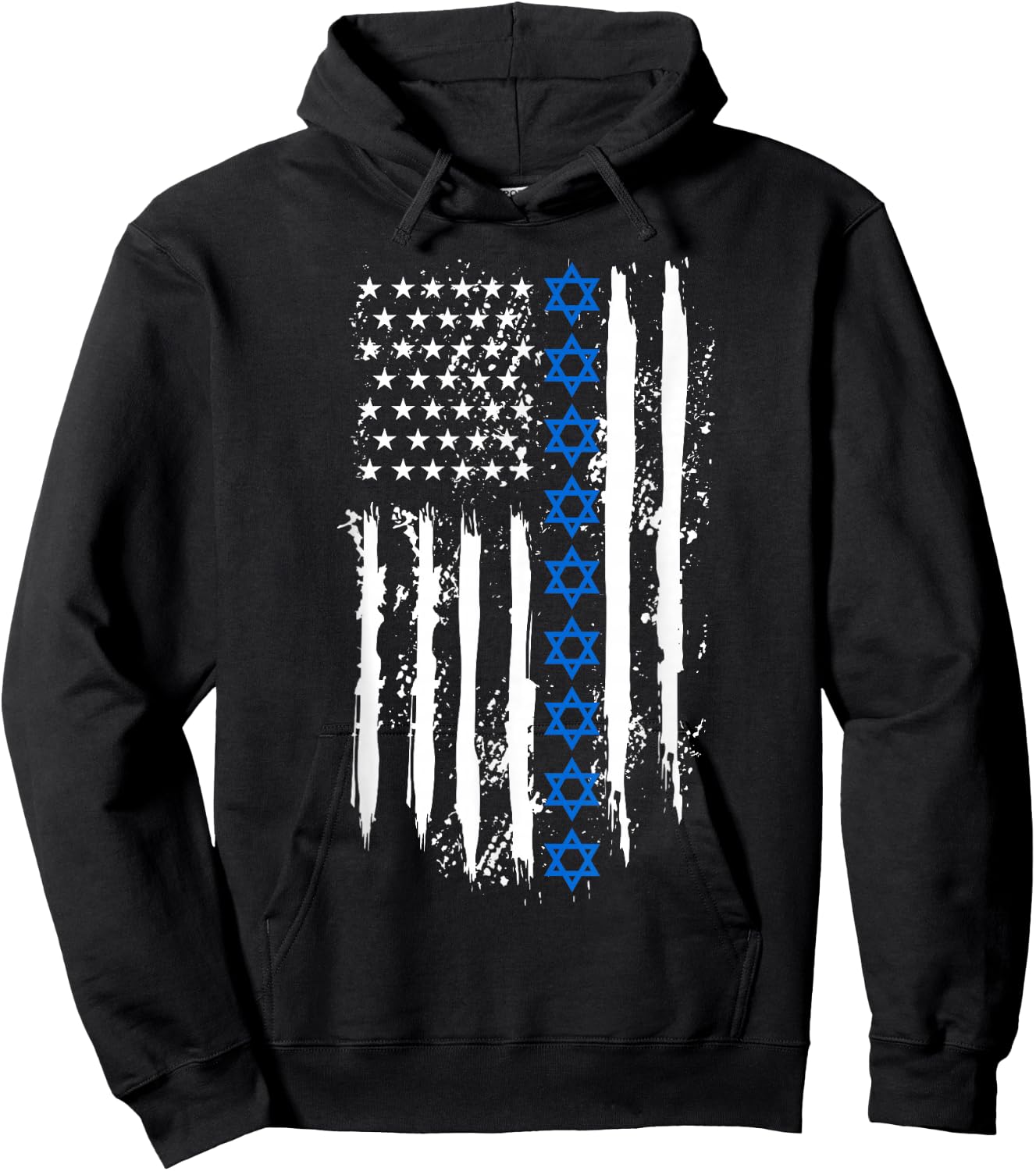 Israel Independence Star of David US American Flag Patriotic Hoodie - Hoodie | Black
