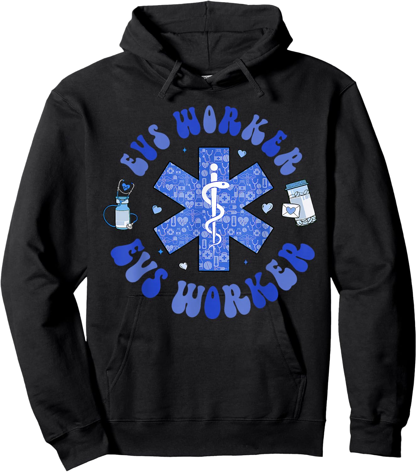 USA EVS Worker's day EVS Worker Appreciation WEEK Caduceus Hoodie - Hoodie | Black