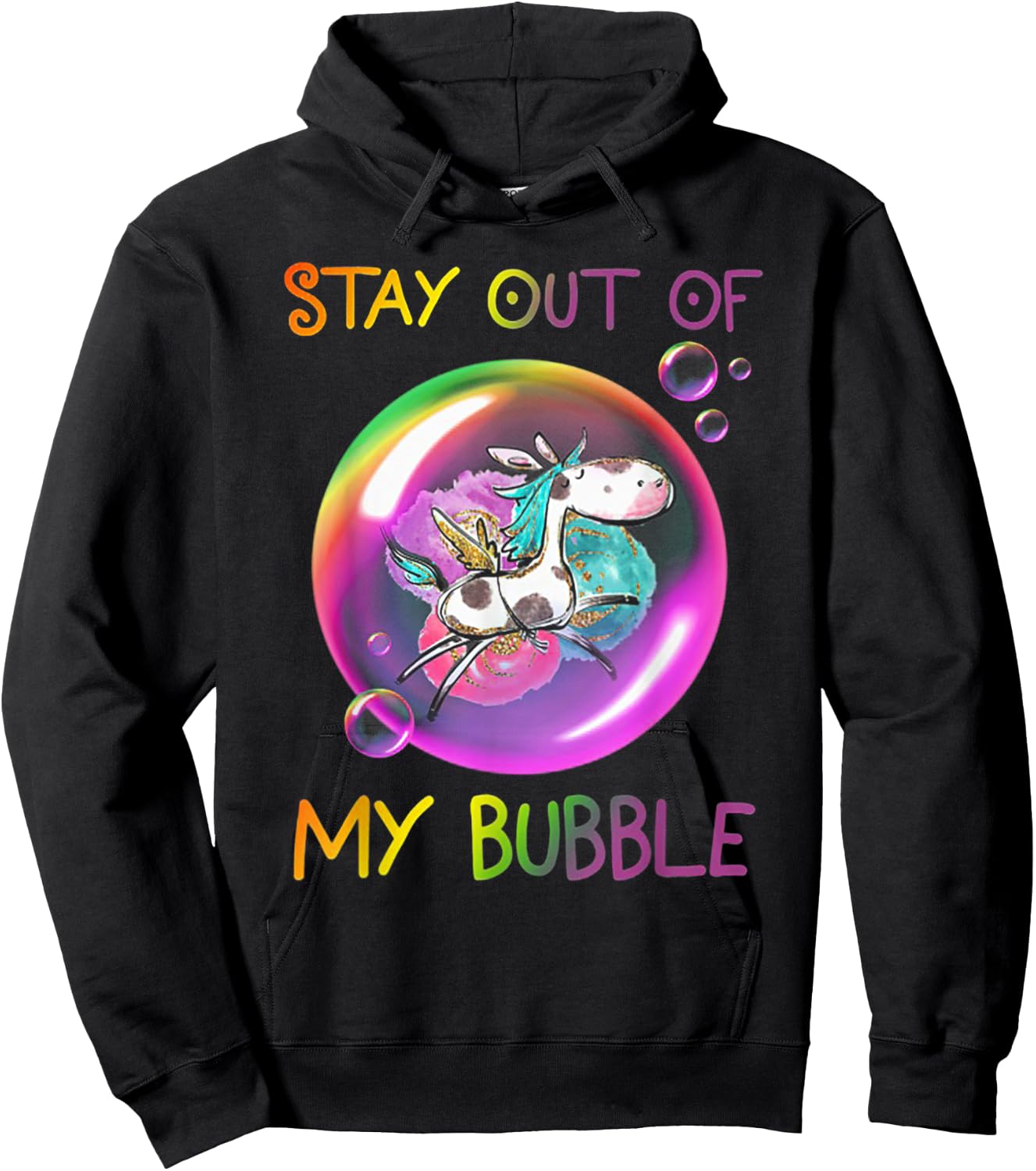 Stay Out Of My Bubble Funny Unicorn Hoodie - Hoodie | Black