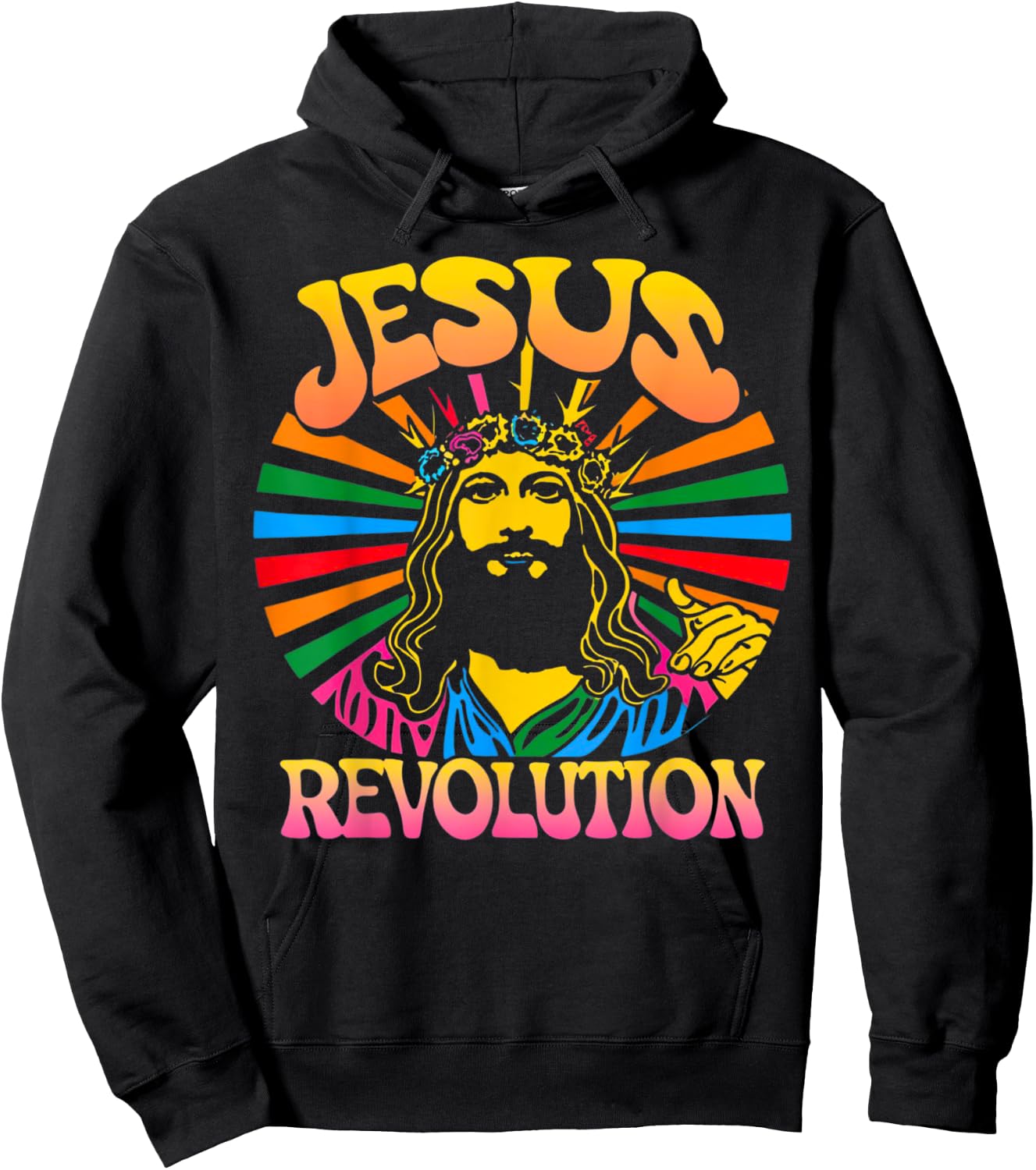 Jesus Revolution Christian Faith Retro Groovy Hippie Flower Hoodie - Hoodie | Black