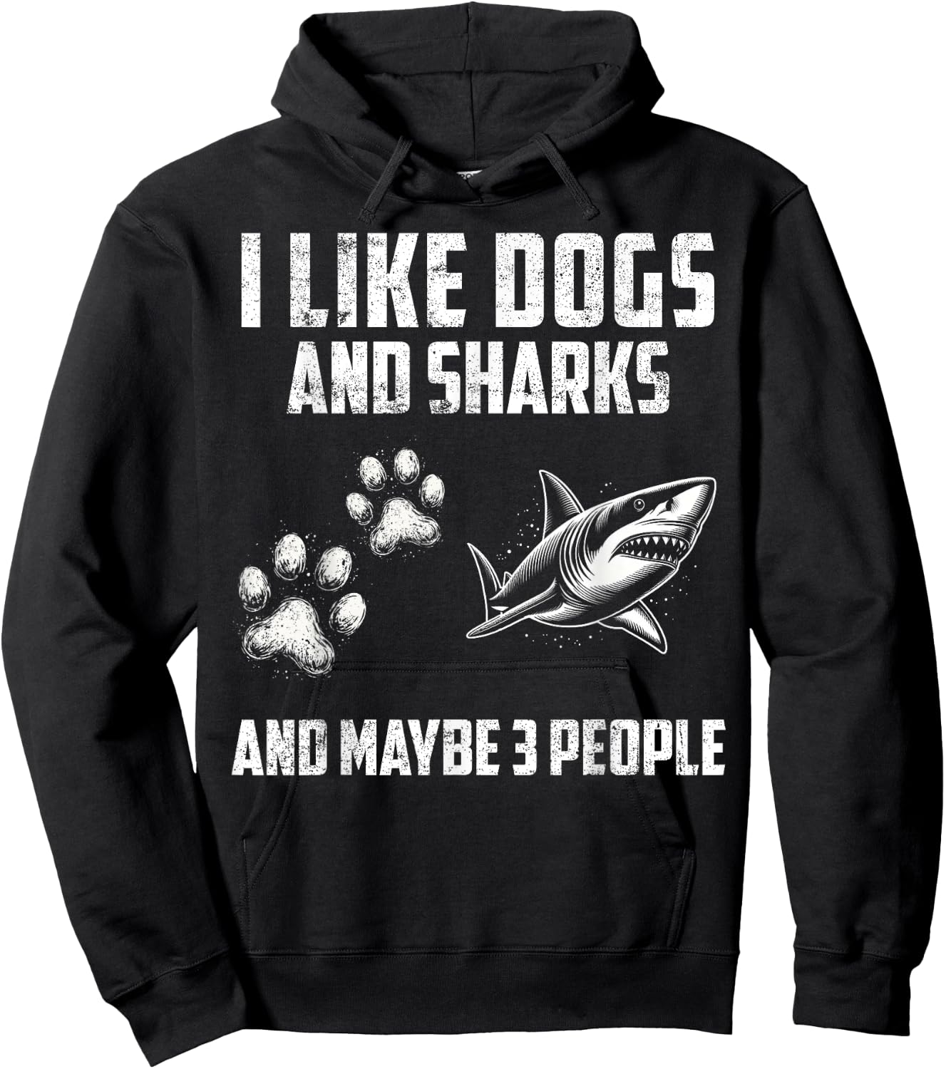 I like dogs and sharks and maybe 3 people Hoodie - Hoodie | Black