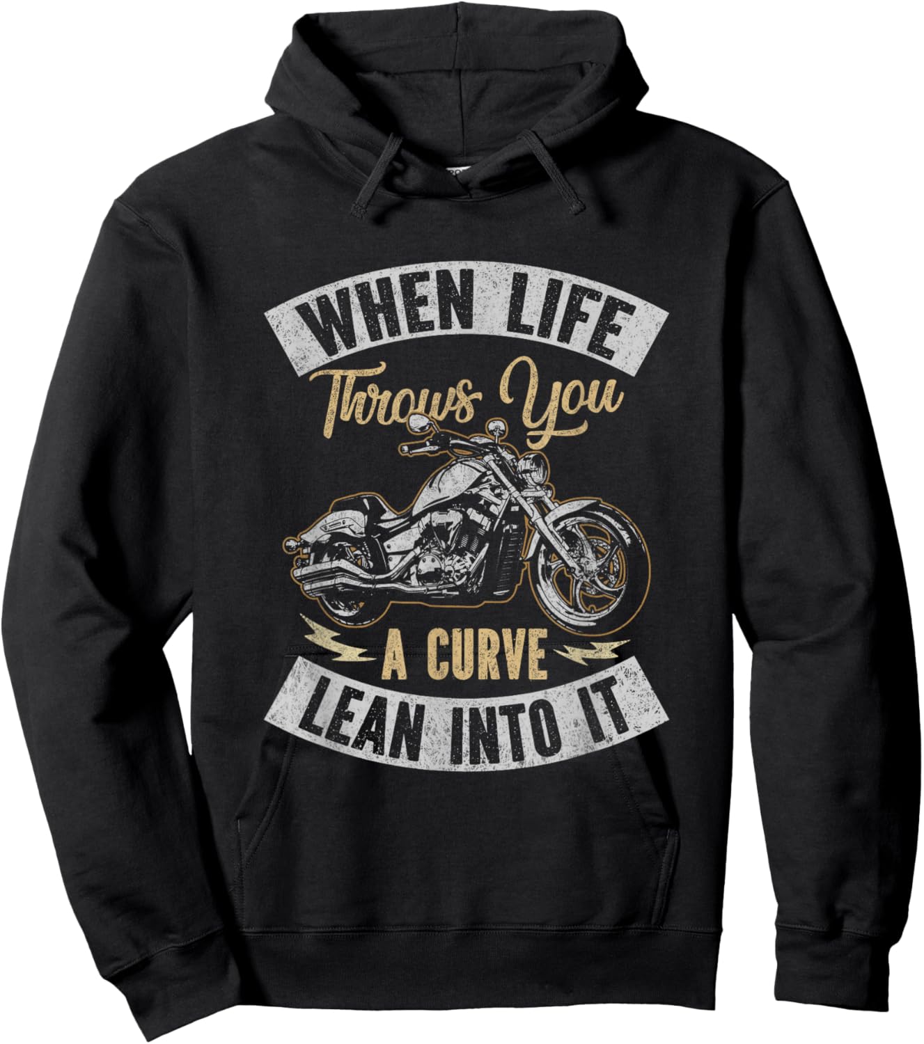 Motorcycle Biker When Life Throws You A Curve Lean Into It Hoodie - Hoodie | Black