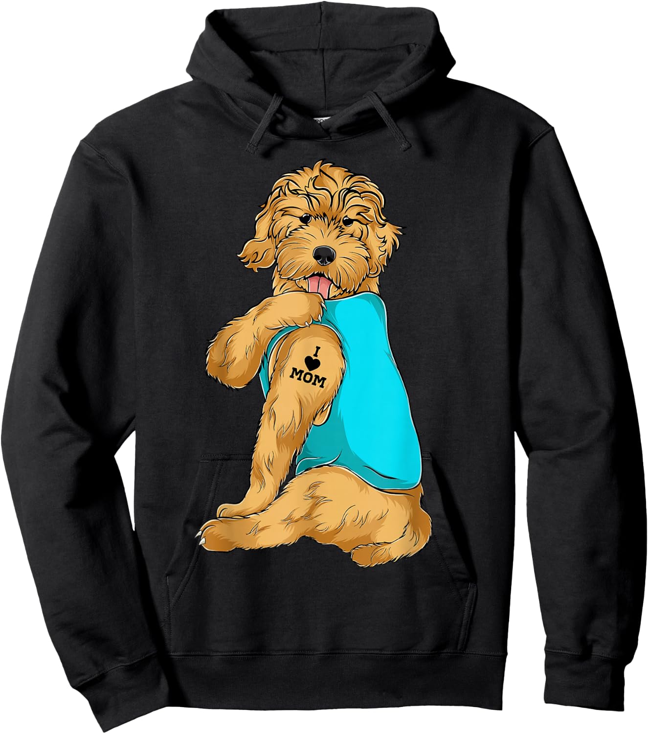 Goldendoodle I Love Mom Tattoo Apparel Dog Mom Gifts Hoodie - Hoodie | Black