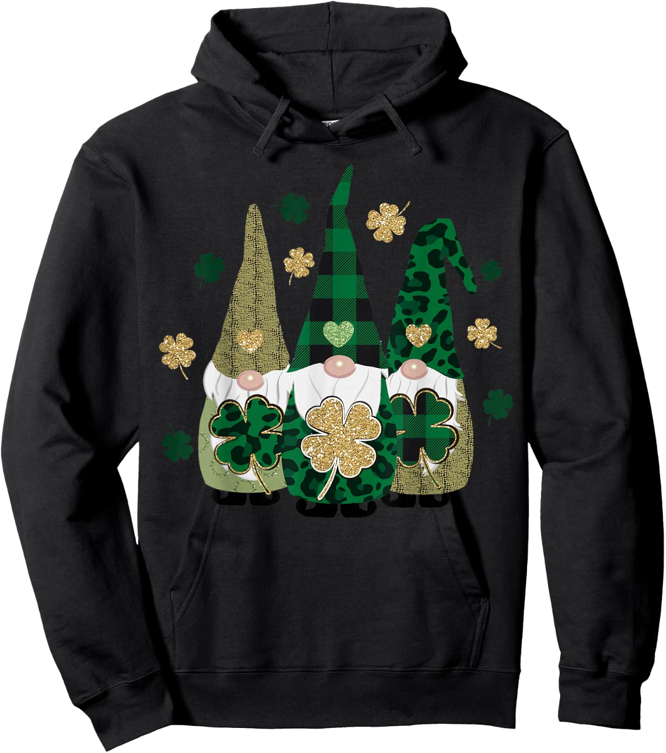 Irish Gnome St Patricks Day Shamrock Shirt Lucky Leprechauns Hoodie - Hoodie | Black