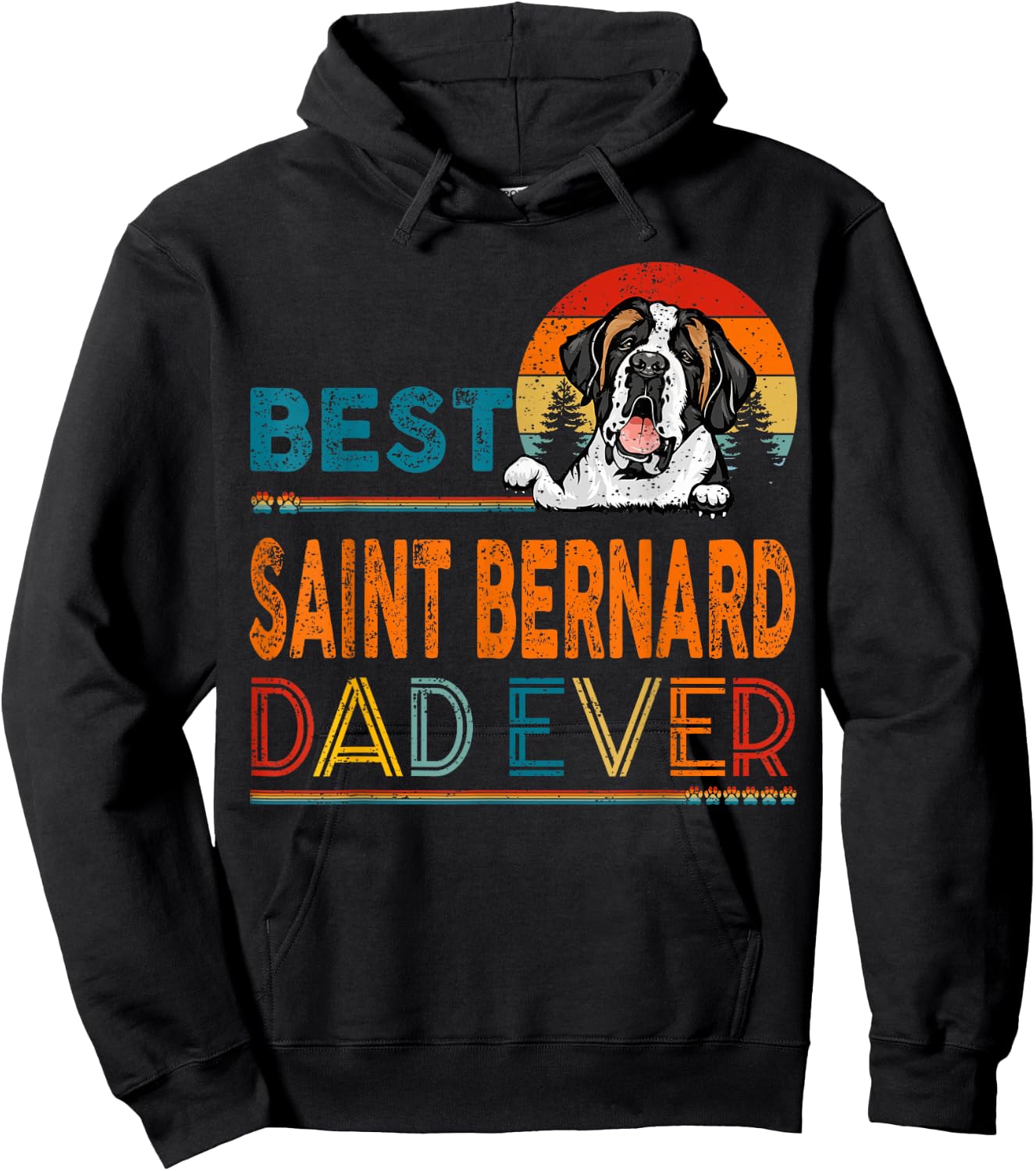 Best Saint Bernard Dad Ever Vintage Father's Day Dog Lover Hoodie - Hoodie | Black