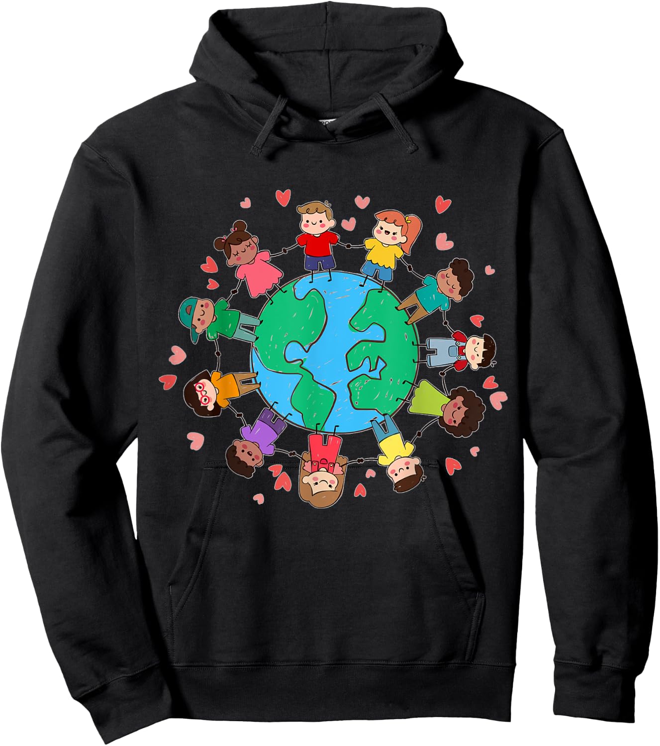 Happy Earth Day Children Around the World Hoodie - Hoodie | Black