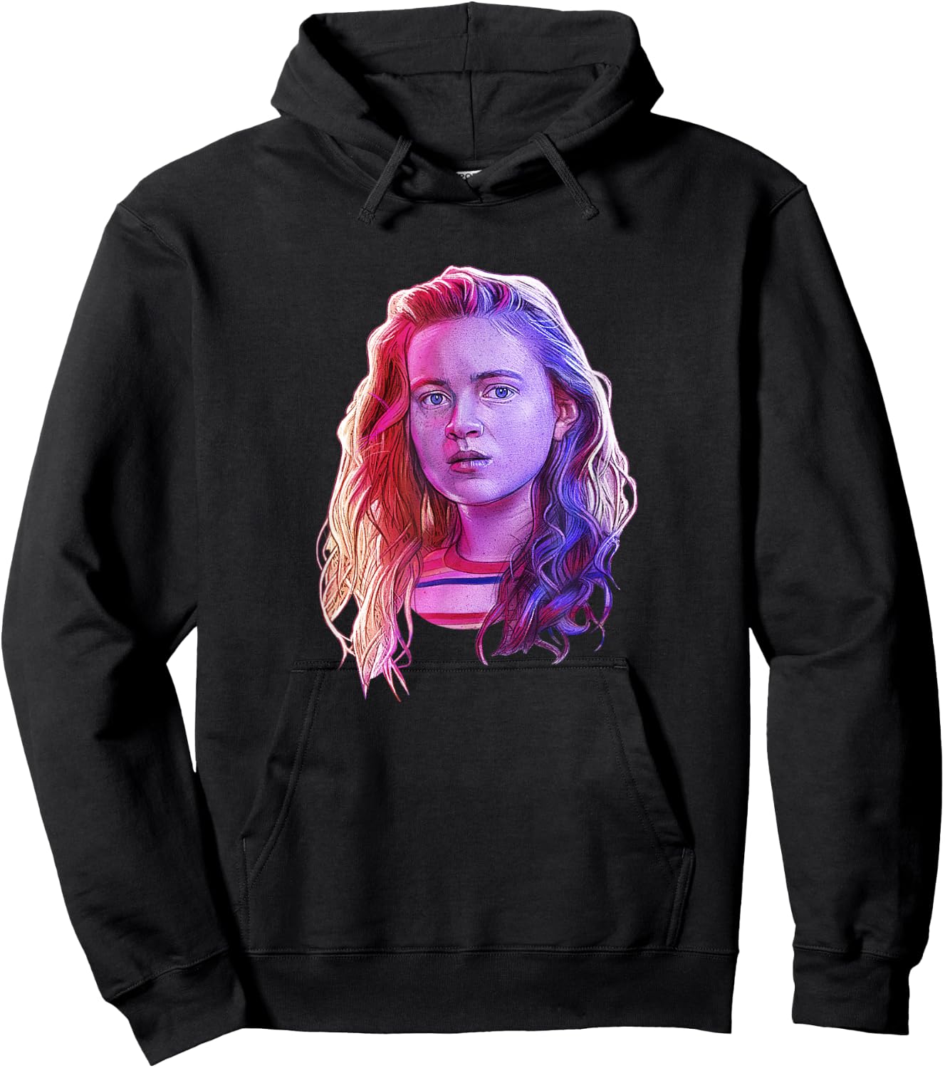 Stranger Things Max Large Rose Tone Portrait Hoodie - Hoodie | Black