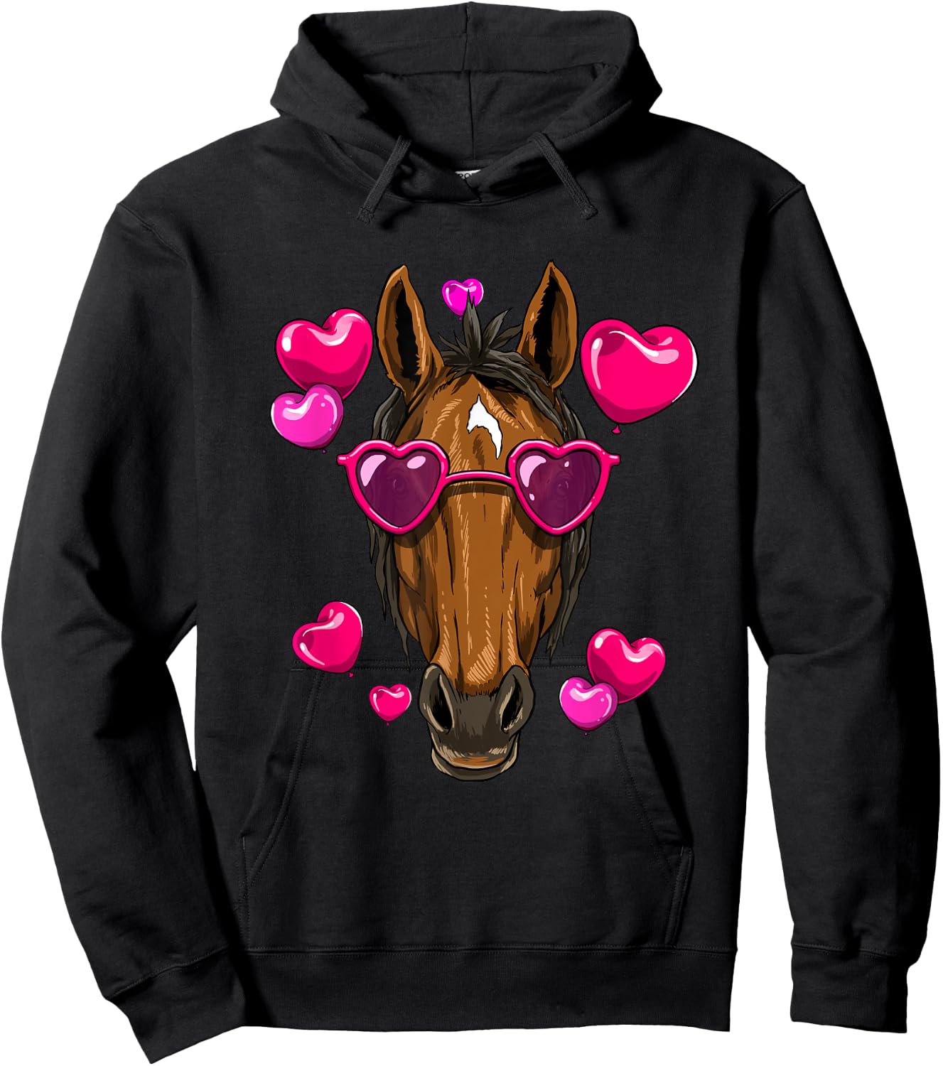Valentines Day Horse Funny Horse Lover Hoodie - Hoodie | Black